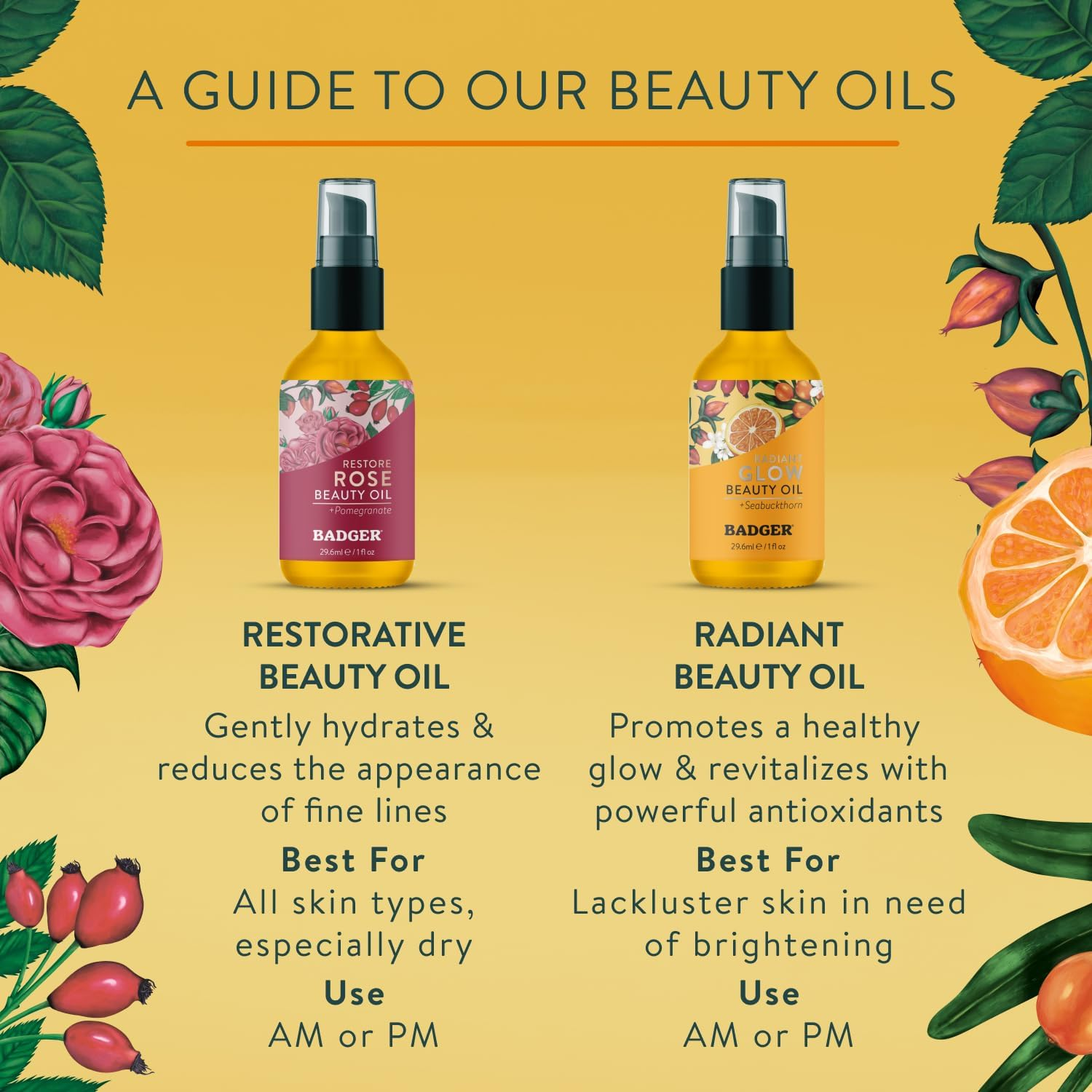 Badger Seabuckthorn Face Oil - 1 Fl Oz Glass Bottle image number 4