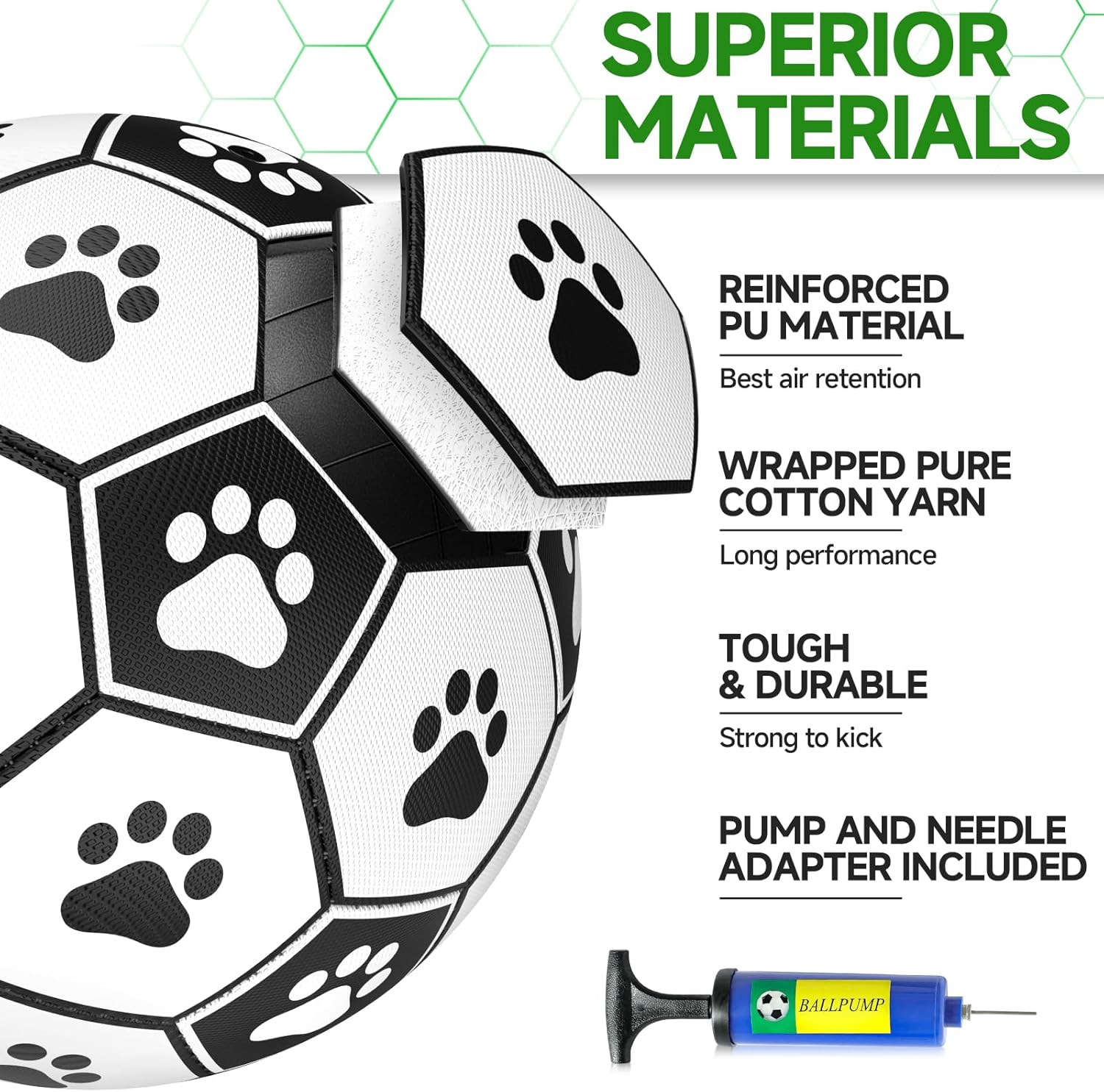 QDAN Dog Toys Soccer Ball with Straps, Interactive Dog Toys for Tug of War, Puppy Birthday Gifts, Dog Tug Toy, Dog Water Toy, Durable Dog Balls World Cup for Small Dogs (Medium) image number 5