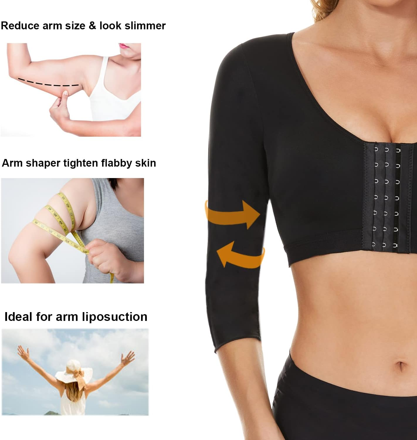 Arm Shaper Tops for Women Arm Compression Sleeves Post Surgery Front Closure Bra Shapewear Posture Corrector Tank Top image number 6