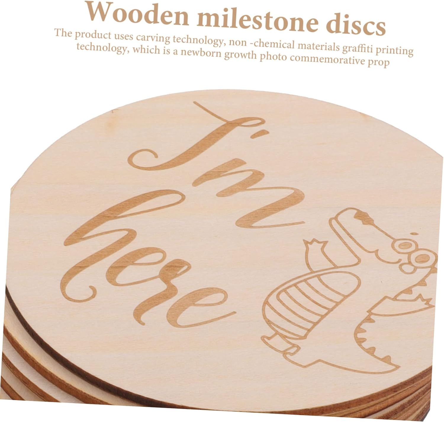 ERINGOGO 1 Set Milestone Cards Wooden Monthly Milestone Marker Discs for Newborn Photography for Showers And