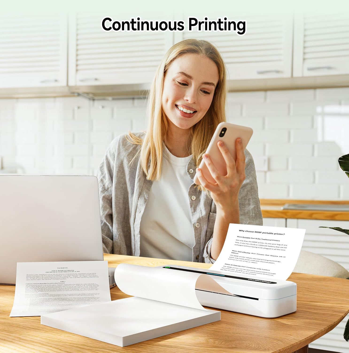 100 Sheets Phomemo Thermal Paper, A4 Fold Paper, Advance Thermal Printing, Compatible with M08F M832 M833 M835 M834 Portable Printer image number 1