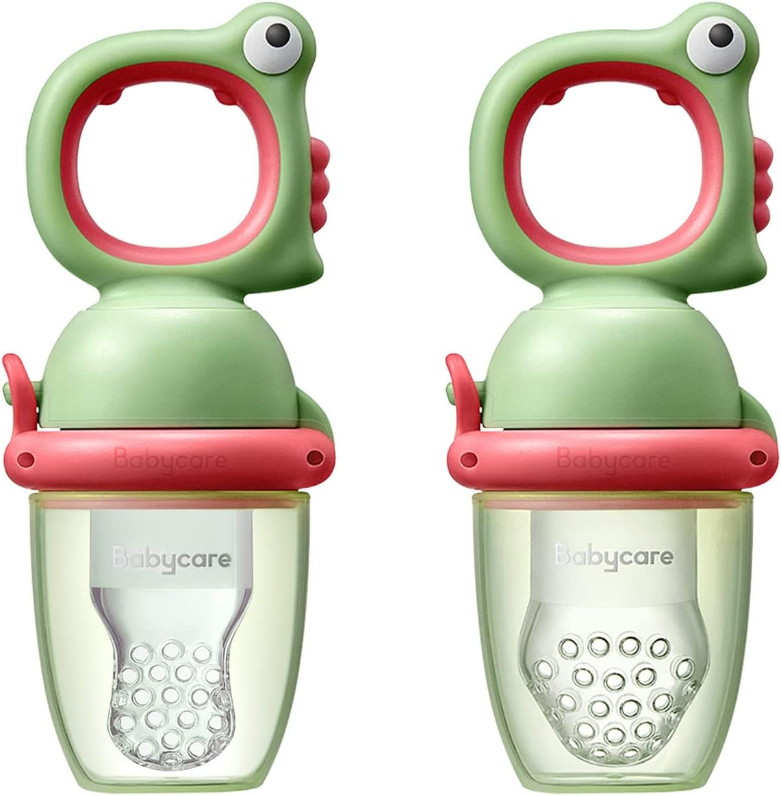 Bc Babycare Baby Food Feeder Pacifiers, Two Size Baby Fruit Pacifier Feeder 2 Pack for Different Month Age Baby,Silicone Food Grade Infant Teether Training Massaging Toy Could Rotate to Squeeze (Green) image number 2