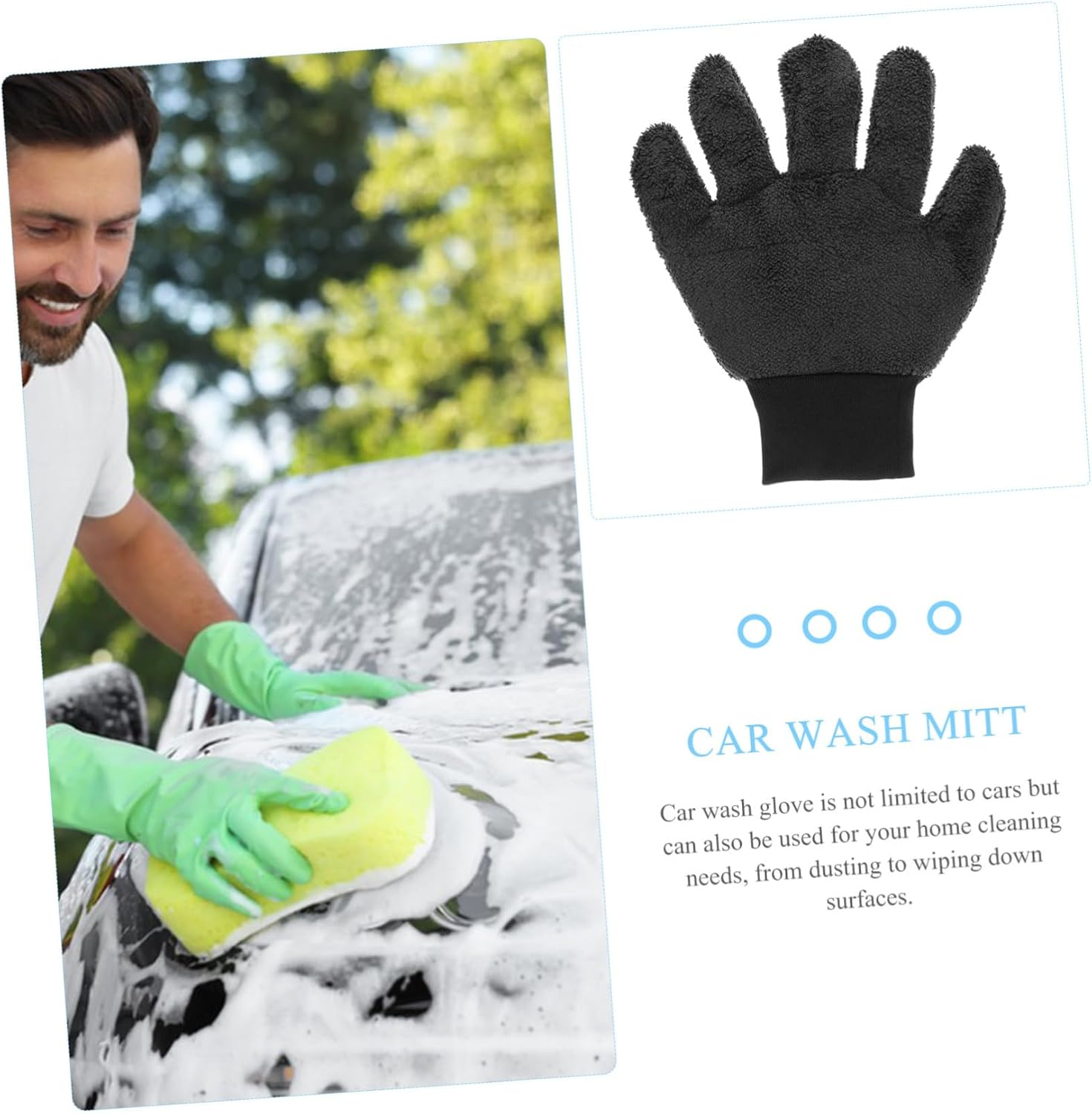MUELODSIC Car Washing Glove Dual Sided Coral Fleece Car Wash Mitt for Gentle Automotive Cleaning Scratch Vehicle Exterior Care Easy to Use and Portable