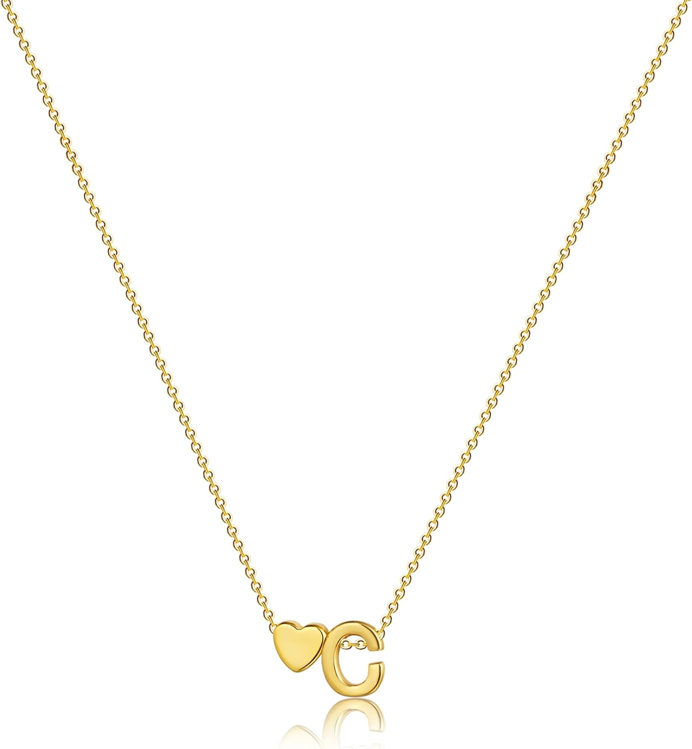 Initial Heart Necklace Gold Dainty Letter Pendant Tiny Heart Necklace for Women