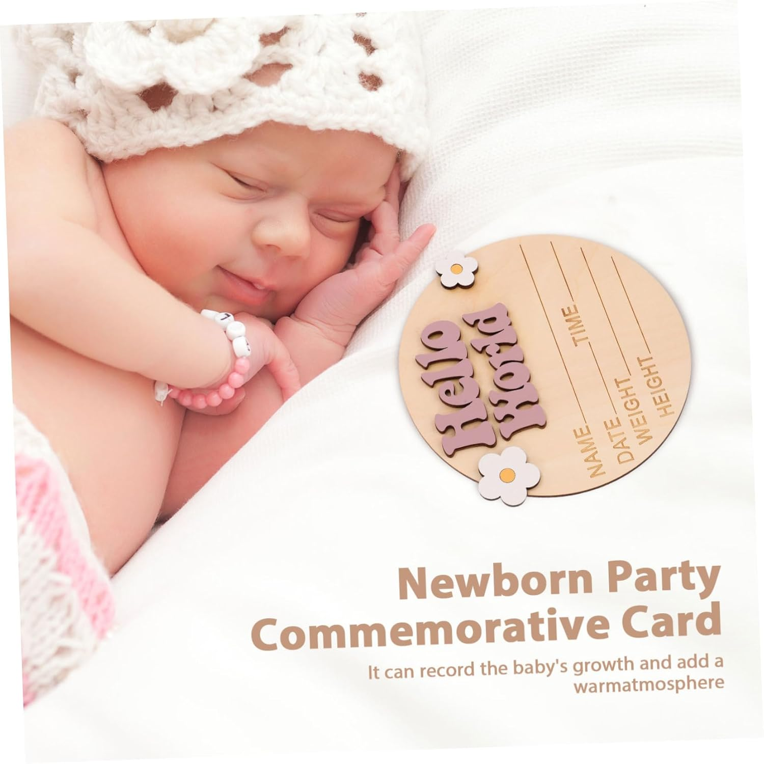 NOLITOY Growth Commemorative Card Wood Milestone Sign Newborn Announcement Sign for Shower Born Essentials for Nursery Decor