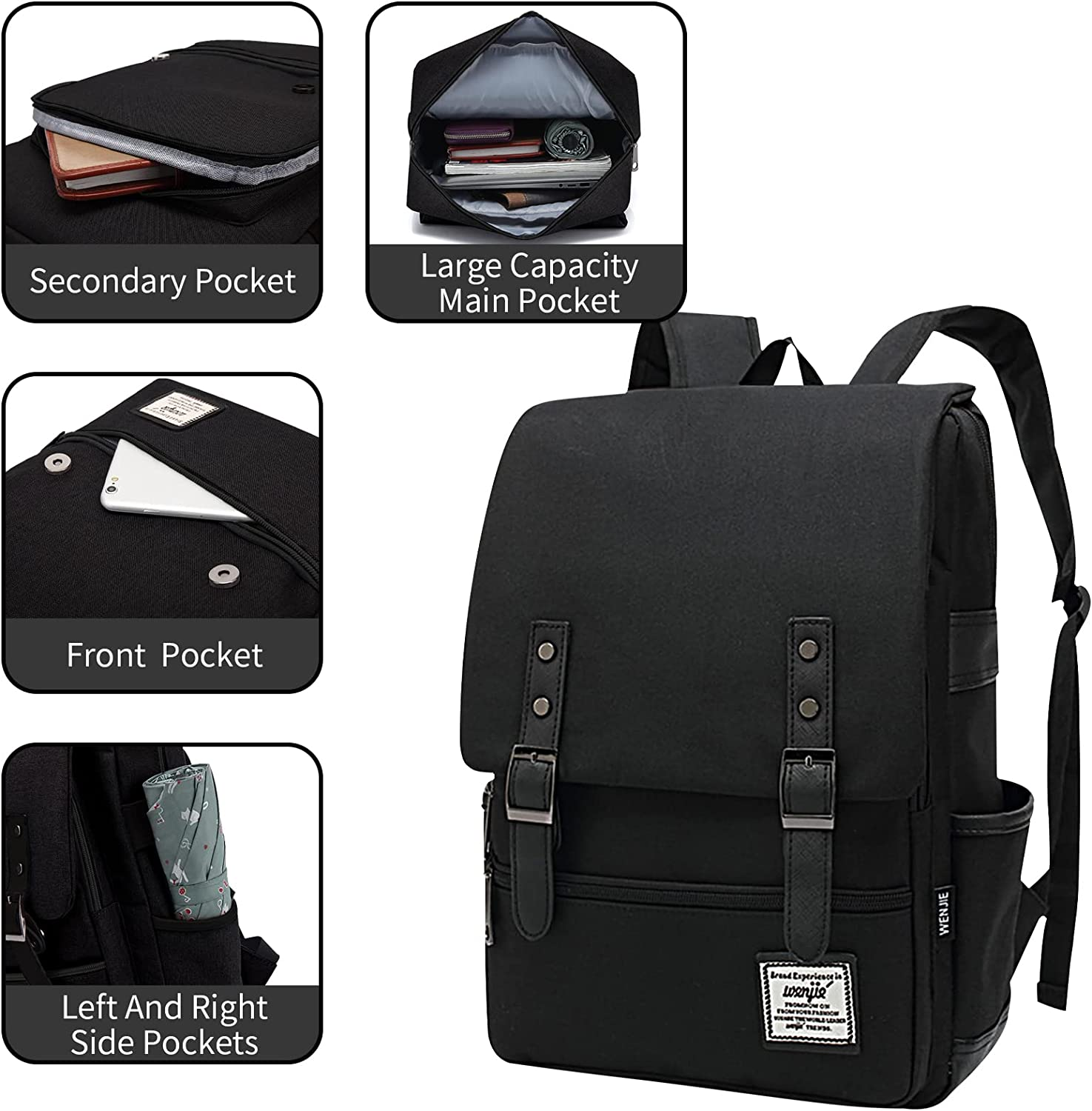 Wesoke Work Laptop Backpack Bag Women Girl, School Student Bookbag Men Boy, Water Resistant Business Computer Backpack Travel Casual Daypack Rucksack Nurse Back Pack Fits 15.6 Inch Notebook image number 1