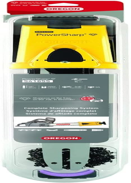 Oregon 16-Inch Powersharp Starter Kit with Bar, Sharpener, and 55 Drive Link Powersharp Chain, 3/8" Low Profile, 050" Gauge, Portable Sharpening Tool for Chainsaws (541655) image number 1