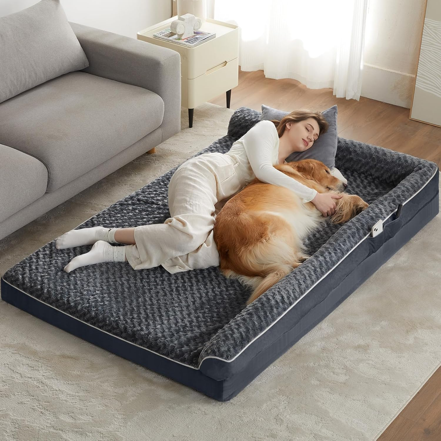 BFPETHOME Orthopedic Waterproof Sofa Dog Bed for Large Dogs &ndash; Removable Washable Cover, Waterproof Lining, Nonskid Bottom, Comfortable Pet Bed for Large Breeds.