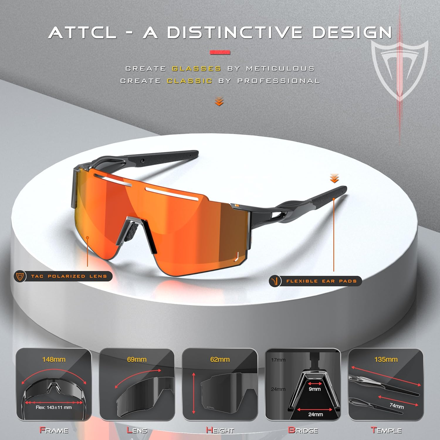 ATTCL Sports Sunglasses Polarized for Men Women: Shockproof Wraparound Running Sunglasses UV400 Protection for Cycling Fishing Golf Baseball Driving image number 2
