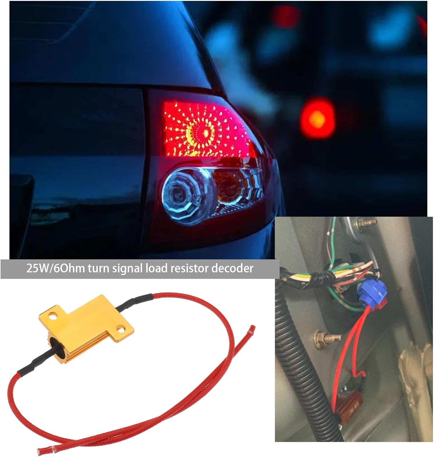 Emagtech 4PCS Load Resistor 25W 6Ohm LED Turn Signal Resistor Flasher Adaptor Flash Fix Error for LED Turn Signals LED Headlight Bulbs License Plate Light Fog Light DRL image number 2