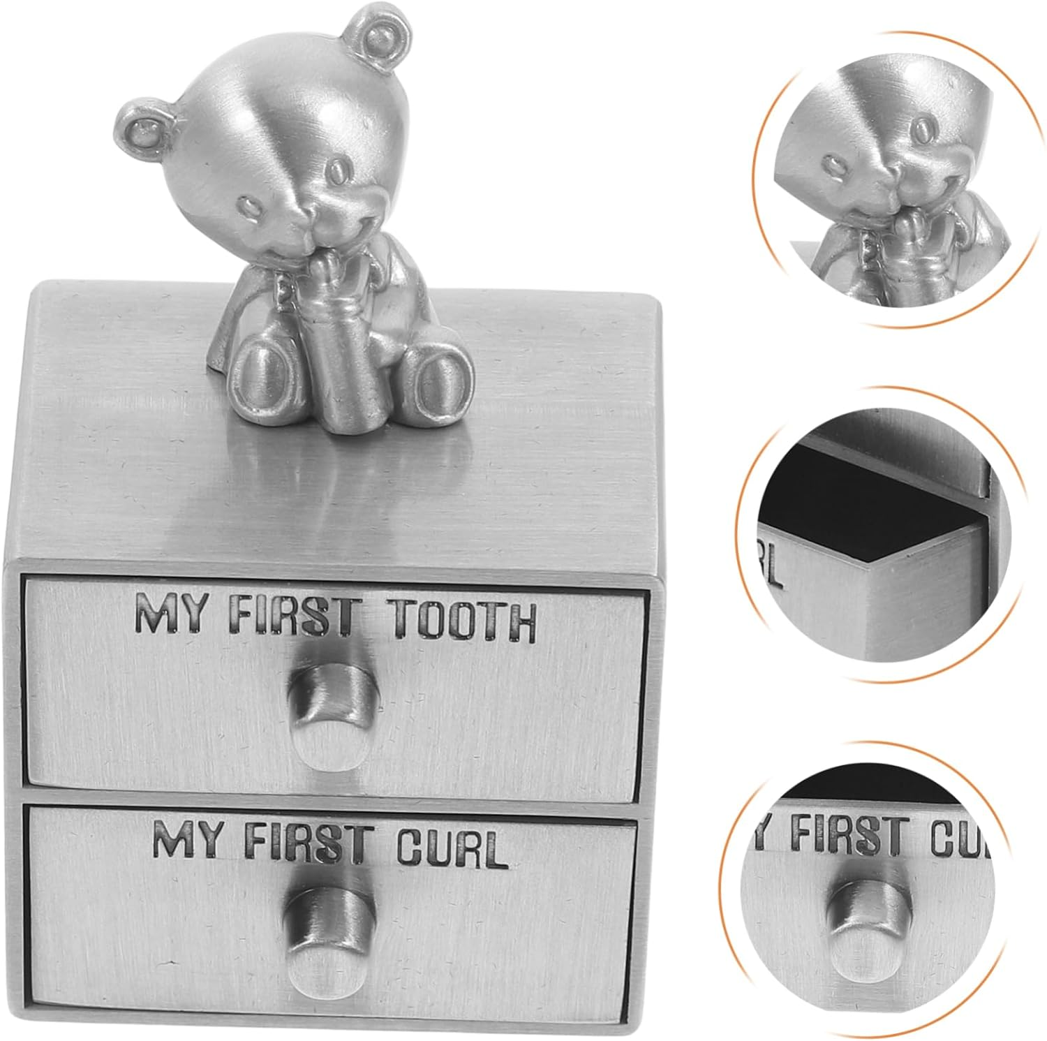 Metal Baby Tooth and Hair Keepsake Box First Tooth Curl Holder Organizer for Boys and Girls for Baby Memory image number 5