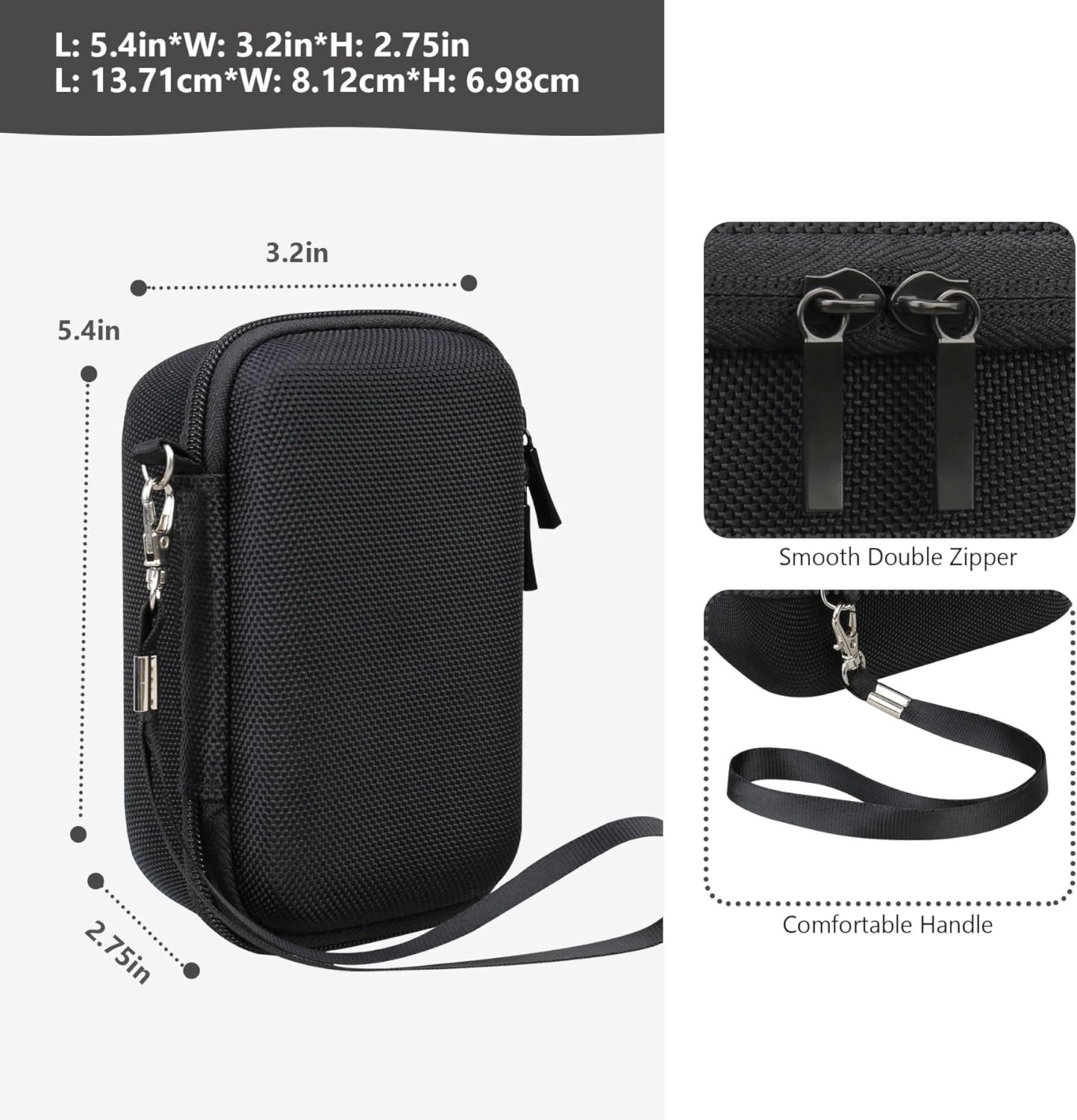 Supmay Carrying Case for Sony RX100 VII/ RX100 VI/ RX100 V/ RX100 IV/ RX100 III Premium Compact Camera, Storage Holder Travel Bag with Zipper Mesh Pocket for Charging Cable, USB Card, Black