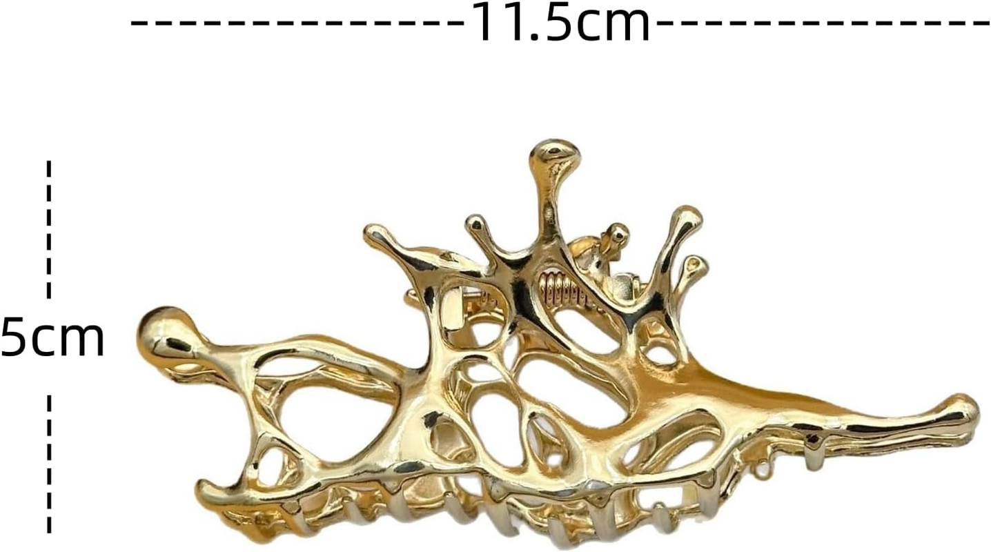 Gold Hair Claw, Large Hair Accessories for Women, Girls, Ladies, Metal Jaw Clip for Thick Hair, Sparkling Hair Styling Tool for Party, Wedding, Daily, Work image number 2