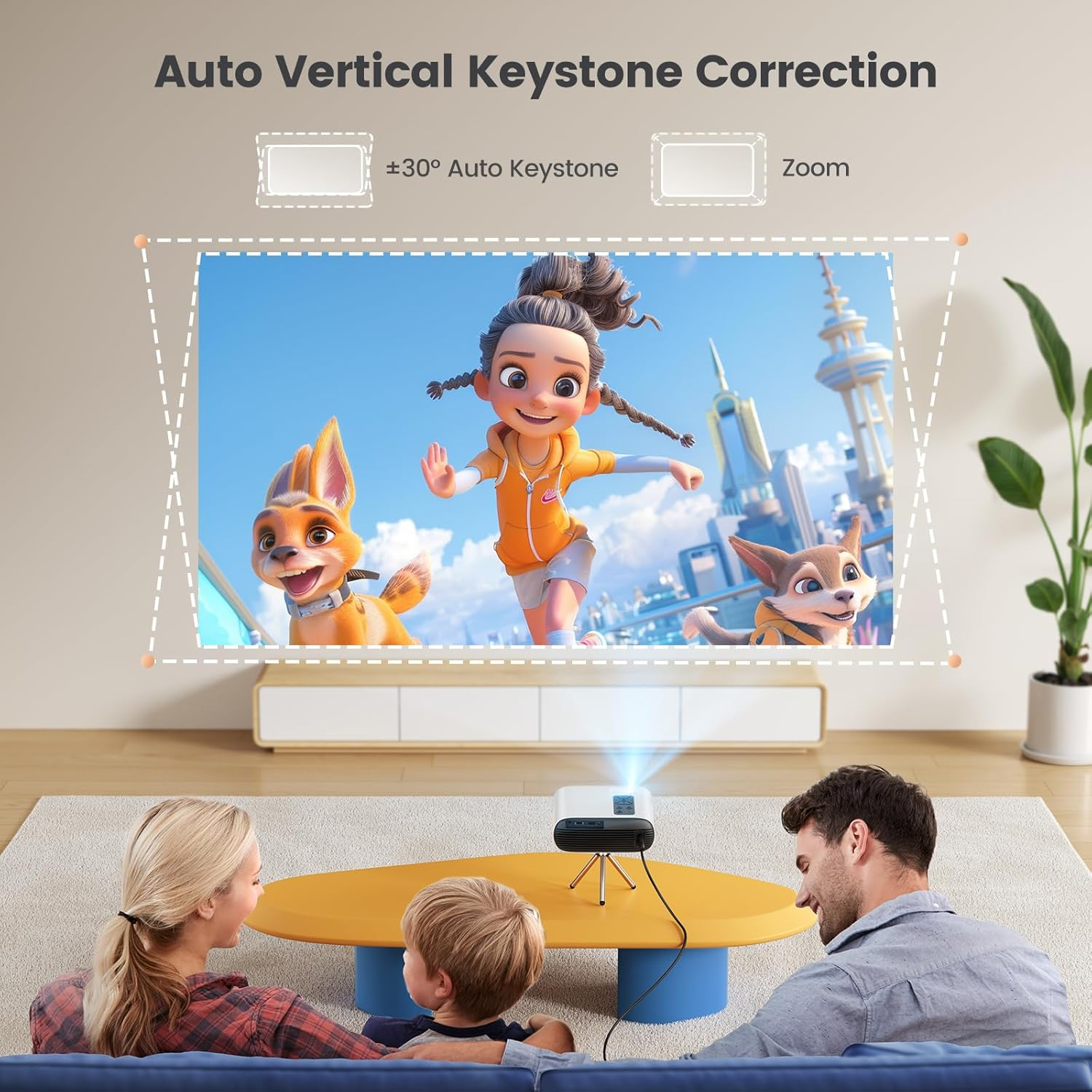 Mini Projector with Tripod【Auto Keystone】 Portable Projector 1080P Supported, TOPTRO 22000 Lumen Wifi 6 Bluetooth Projector Home/Outdoor Movie Projector for TV Stick/Ps5/Phone/Hdmi image number 4