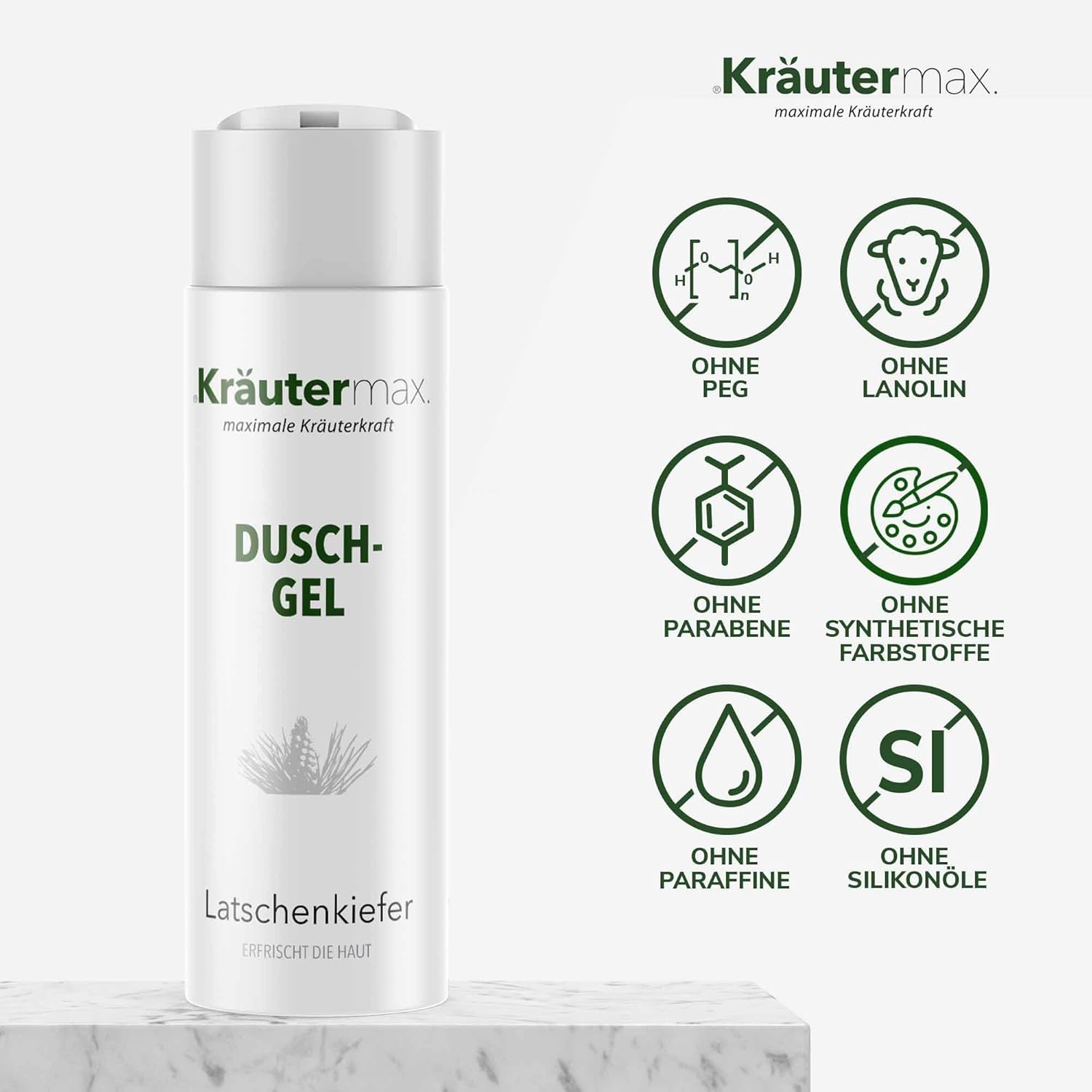 Kr&auml;utermax Mountain Pine Shower Gel with Mountain Pine Oil Fragrance 1 X 250 Ml image number 6