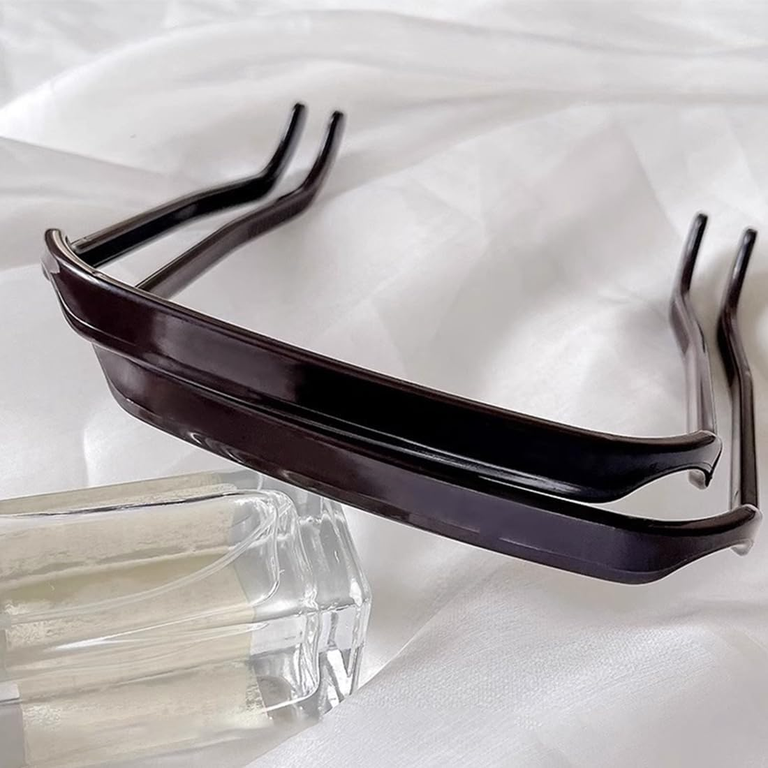 Curly Thick Hair Large Headband, 4 Pieces Square Headband Hinged Headband, Sunglasses Headband, Hair Hoop Sunglasses, Headband like Sunglasses, Hair Hoop Headband for Men Women (2 Colours)