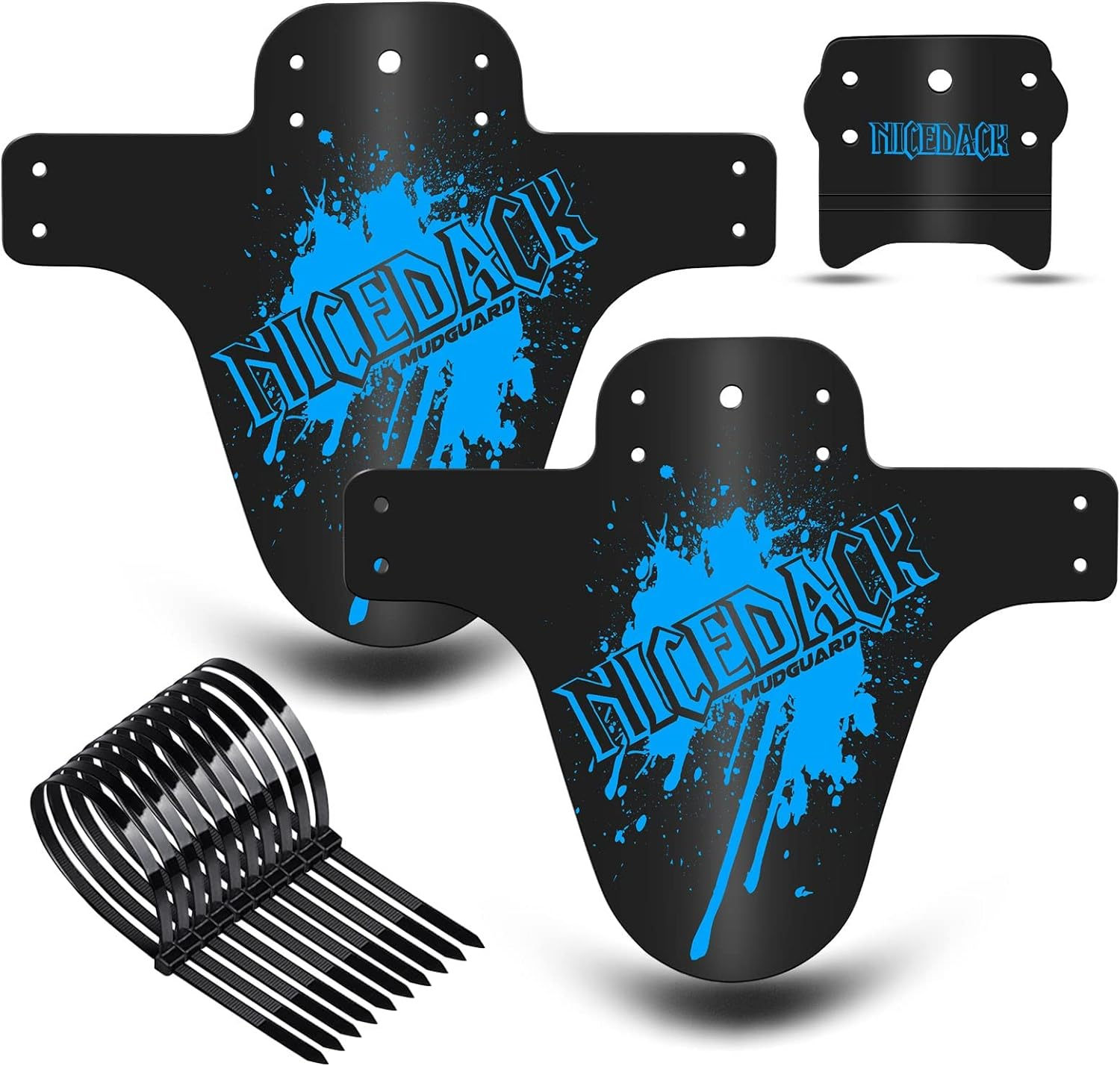 NICEDACK Bike Fender, 2PCS MTB Mud Guard Front and Rear Compatible Bicycle Mud Guard Set Downhill Mountain Bike Mudguard Fits 650B 20" 26" 27.5" 29 Inch and Fat Bicycle (Blue)