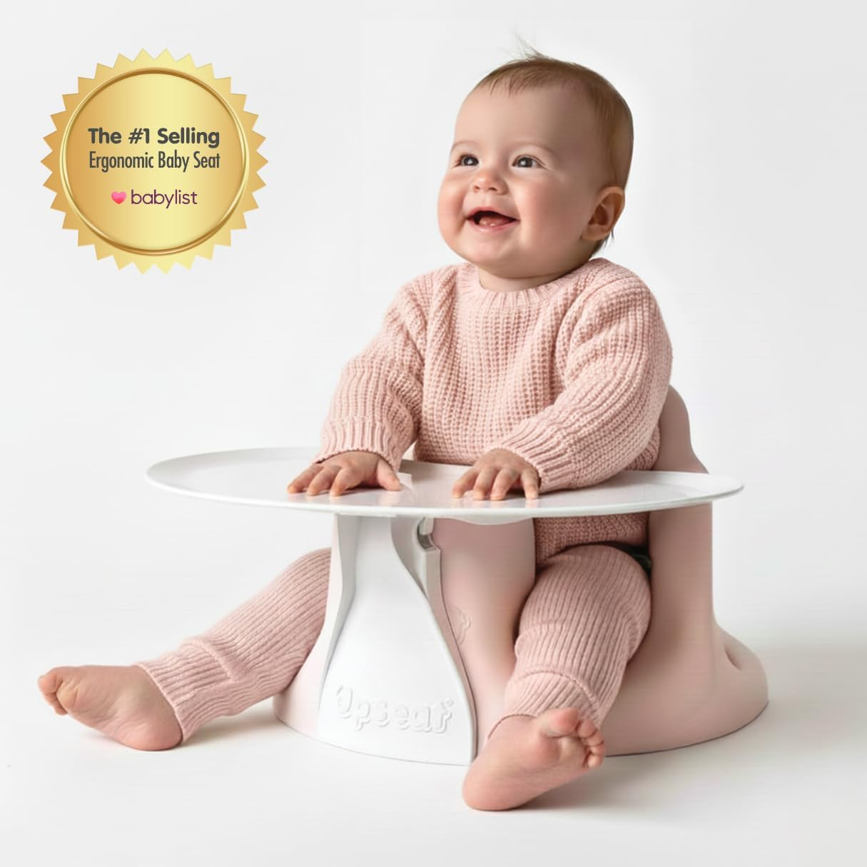 Upseat Baby Floor Seat Booster Chair for Sitting up with Removable Tray for Meals and Playtime, Developed with Physical Therapists for Safe and Healthy Hip Development and Posture (Pink) - Coconut image number 7