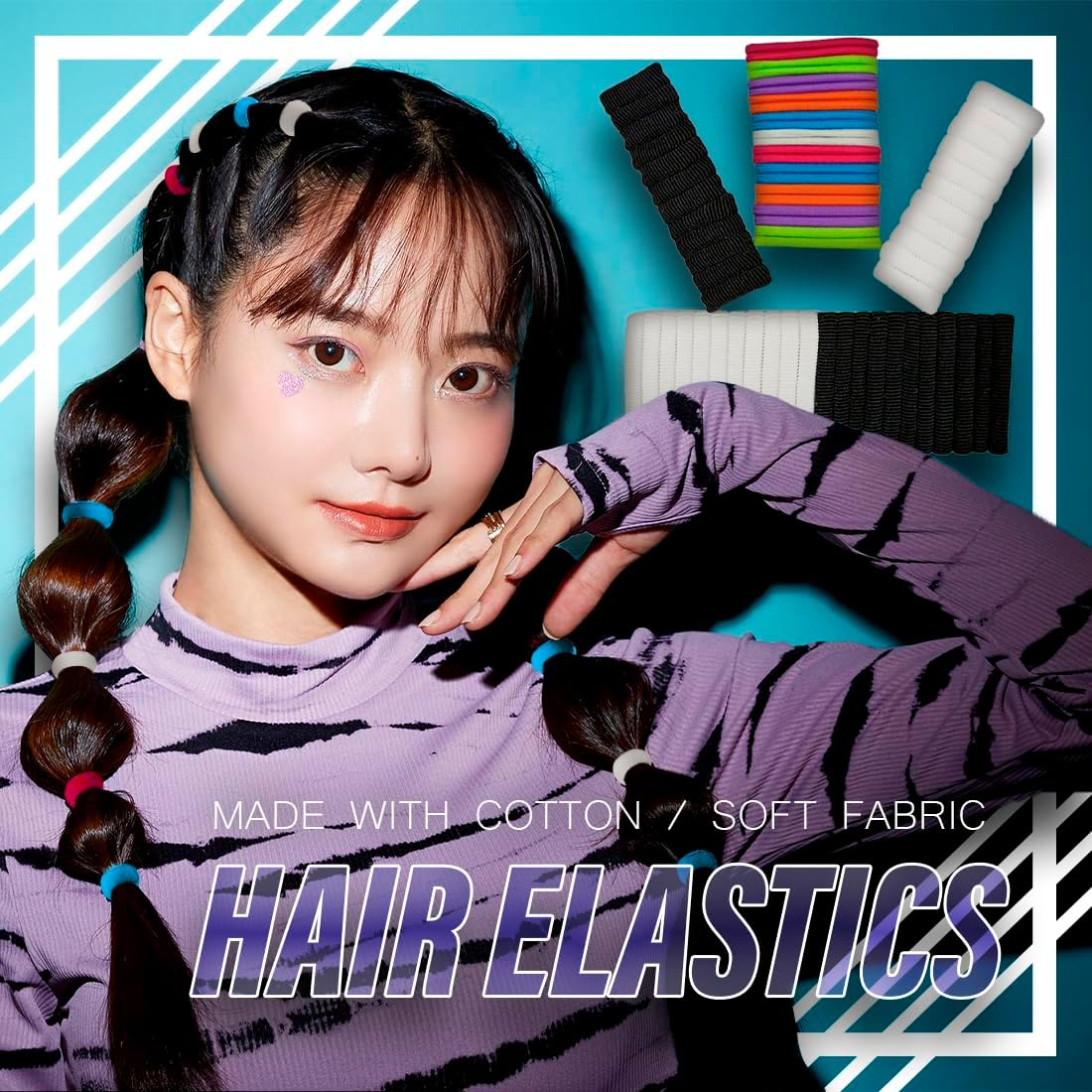 JYC CREATIVE Girls Hair Bobbles Scrunchies (Assorted, Pack of 70) image number 4