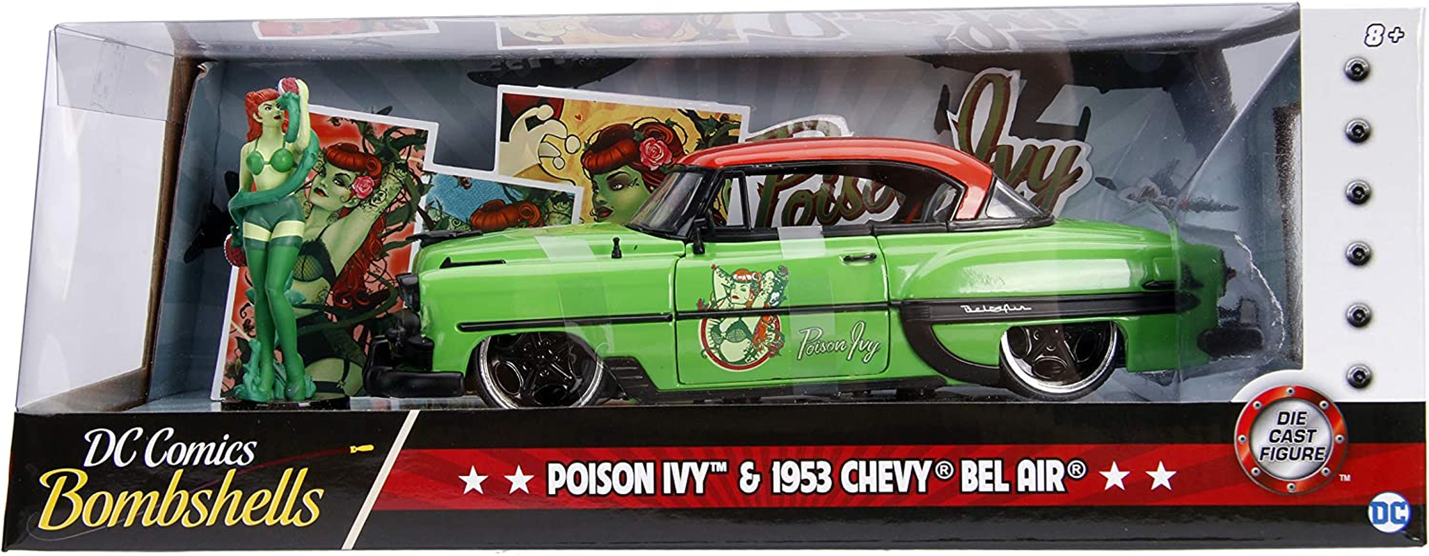 Jada 1:24 Poison Ivy W/1953 Chevy Bel Air Bombshells Movie,Green image number 6