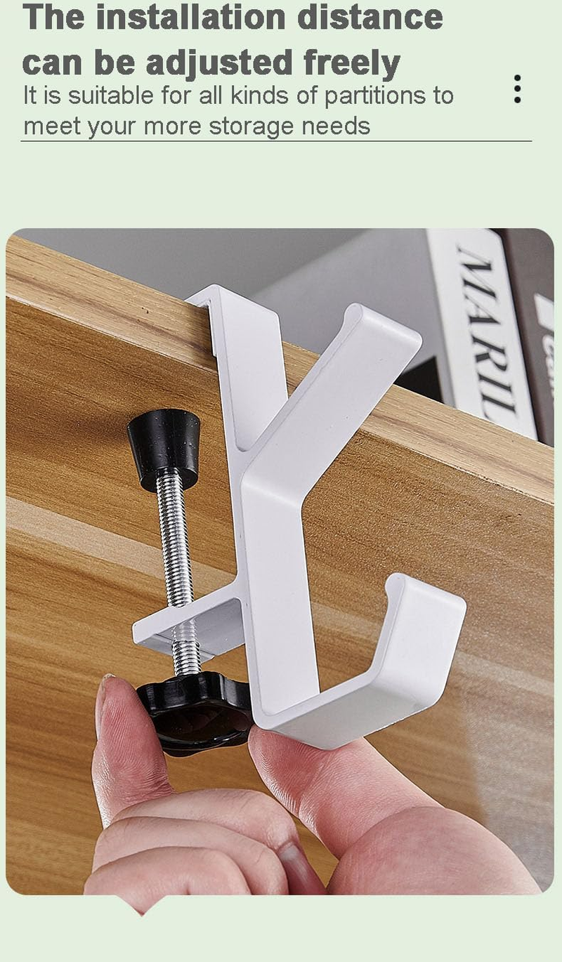 Purse Hook for Table, WADY 2 Pack Metal Headphone Hook, Desk Mount Bag Holder Hook Clamp, Universal under Desk Hook Handbag Hanger Holder Students Desk Hook with Adjustable Arm Clamp (White) image number 3