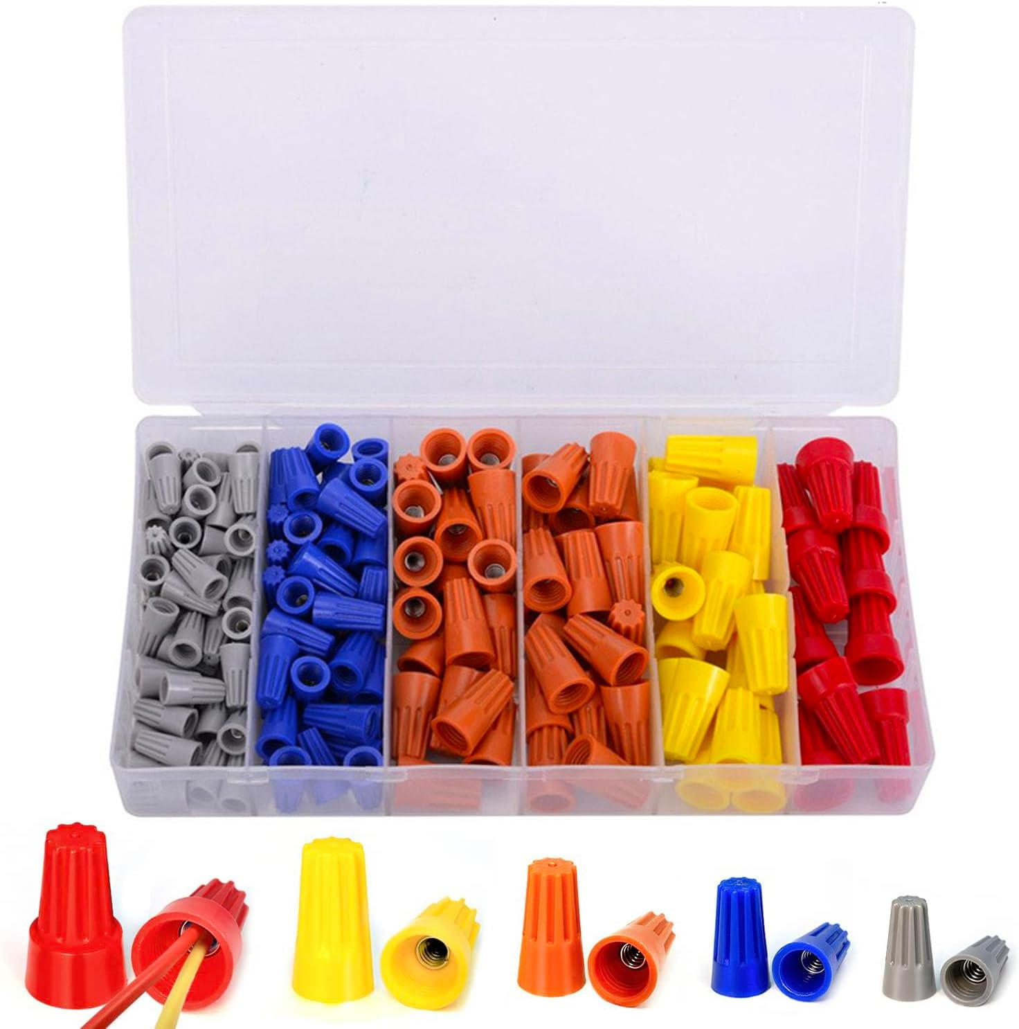WADY 158PCS Wire Nuts, Electrical Wire Connectors Nuts Colorful Wire Caps Kit Twist Caps Nuts Assortment for Quick Connection