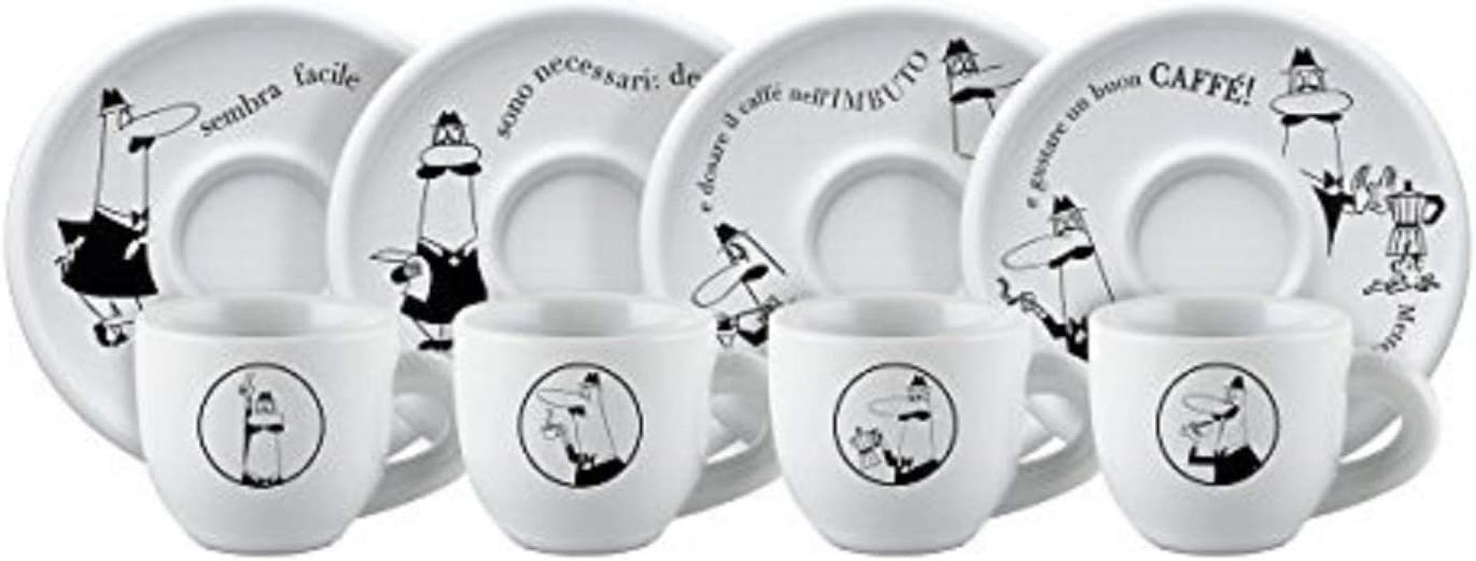 Bialetti Cup & Saucer Uncle Bialetti White Coffee Espresso Cup Set of 4 Y0TZ033 image number 2