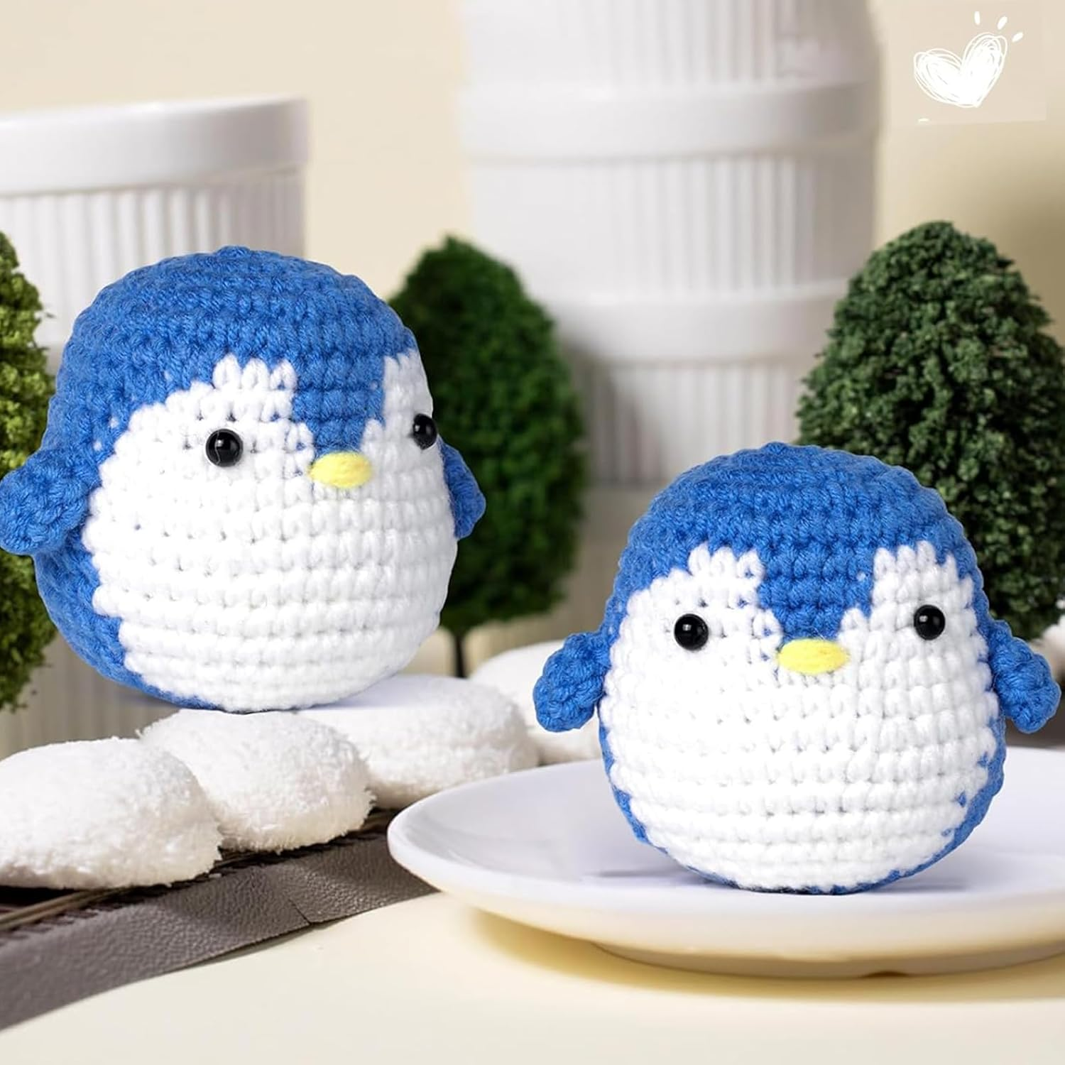 PACIOCEAN Beginner Crochet Kit,All-In-One Stuffed Animal Knitting Sets,Diy Penguin Crochet Kits with Step-By-Step Instruction and Video Tutorials（Penguin）