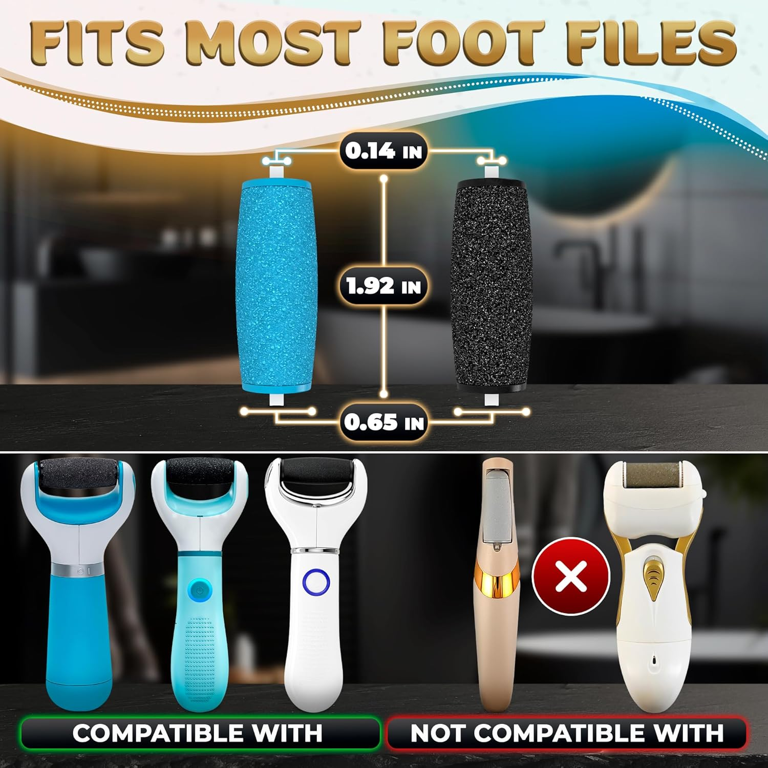 11 Pcs Replacement Rollers for Electric Foot Callus Remover Tool - 7 Extra Coarse & 4 Regular Coarse Refill Heads (1.92 X 0.65 Inches), Micro-Diamond Crystals - Compatible with Amope Pedi Perfect Pro image number 4