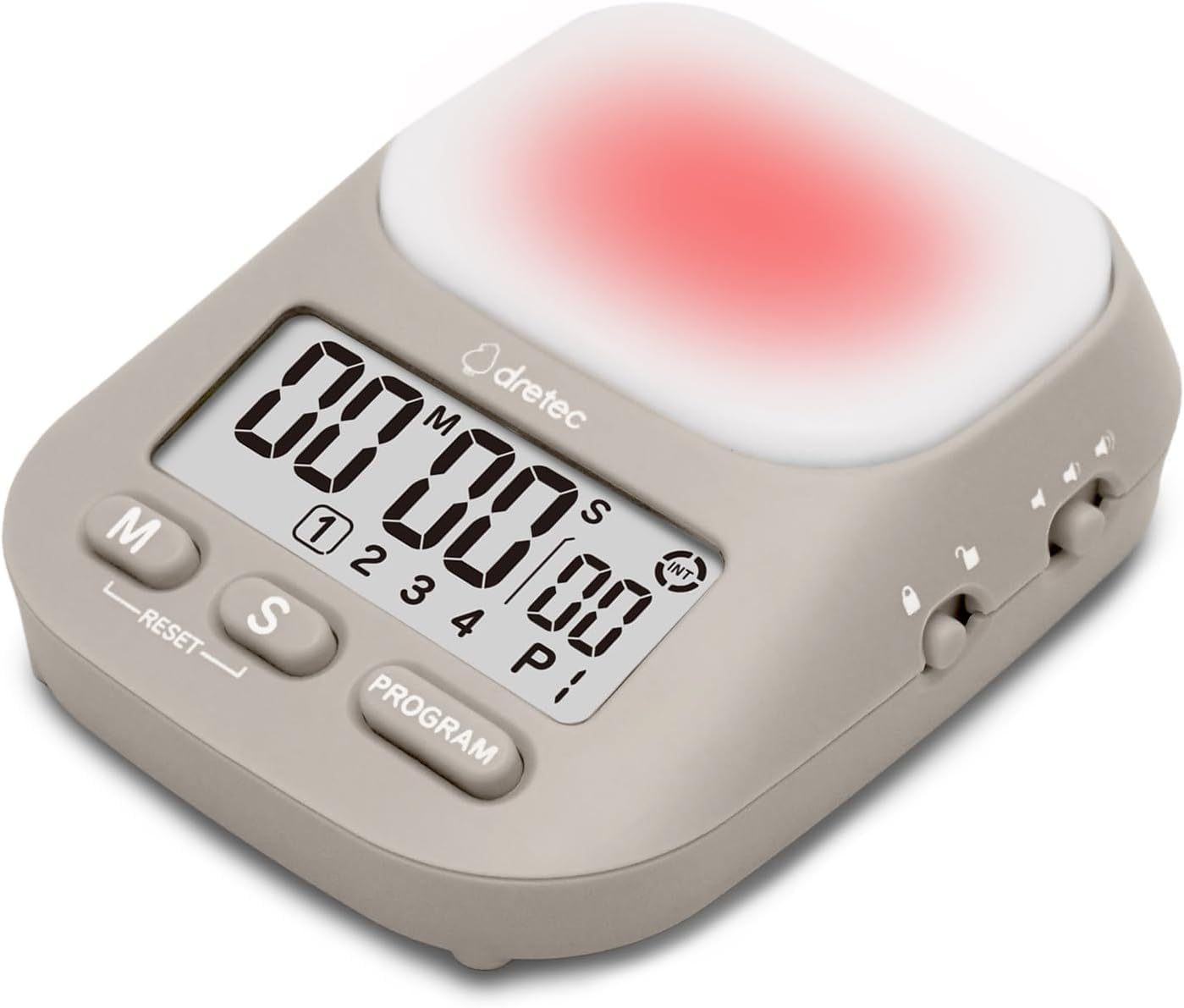 Dretec Pomodoro Timer, Productivity for Studying, Large Button, Interval (Beige) image number 2