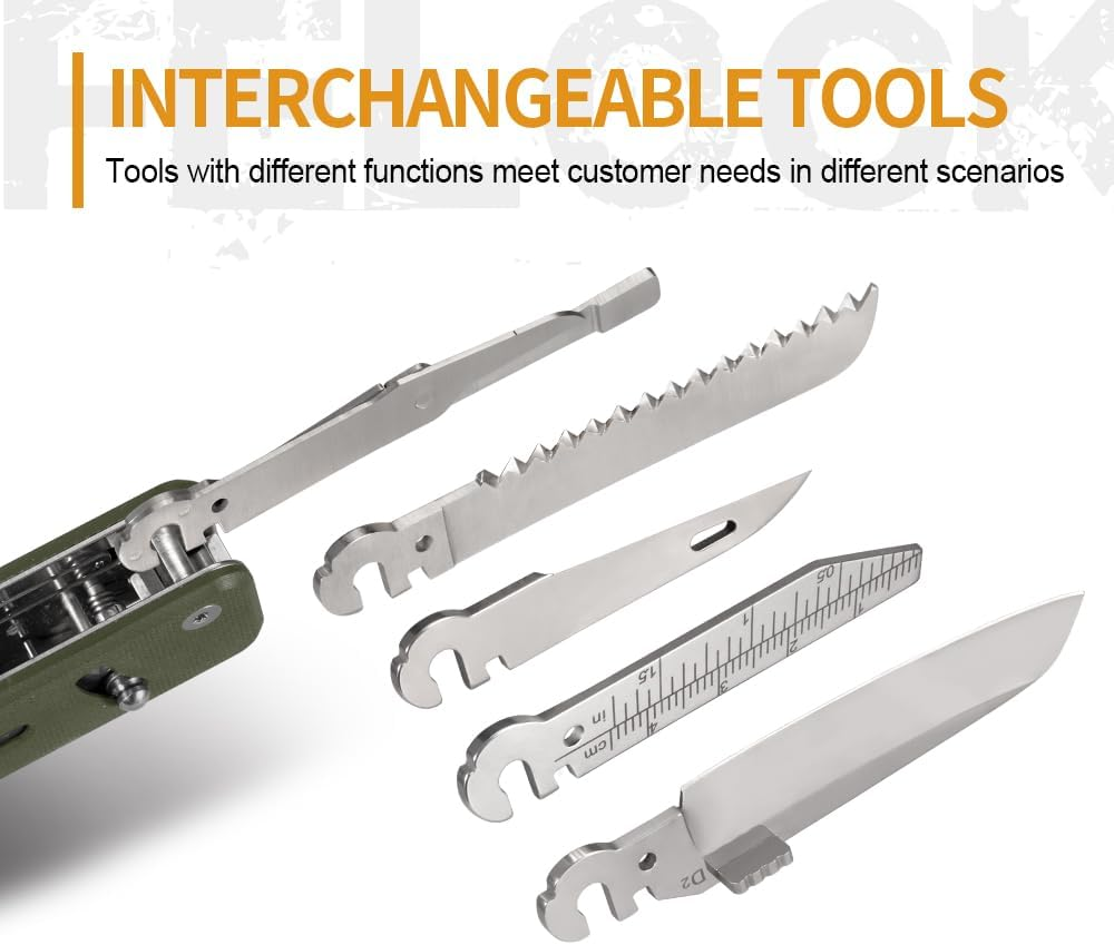 ROXON S503G Flex Companion Tool Modular Design and Adjustable Pocket Tool, Pre-Installed with 8 Essential Tools (1/4" Bit Driver, D2 Blade, Screwdriver, Taper Saw, Scissors, Etc.)（Green） image number 3