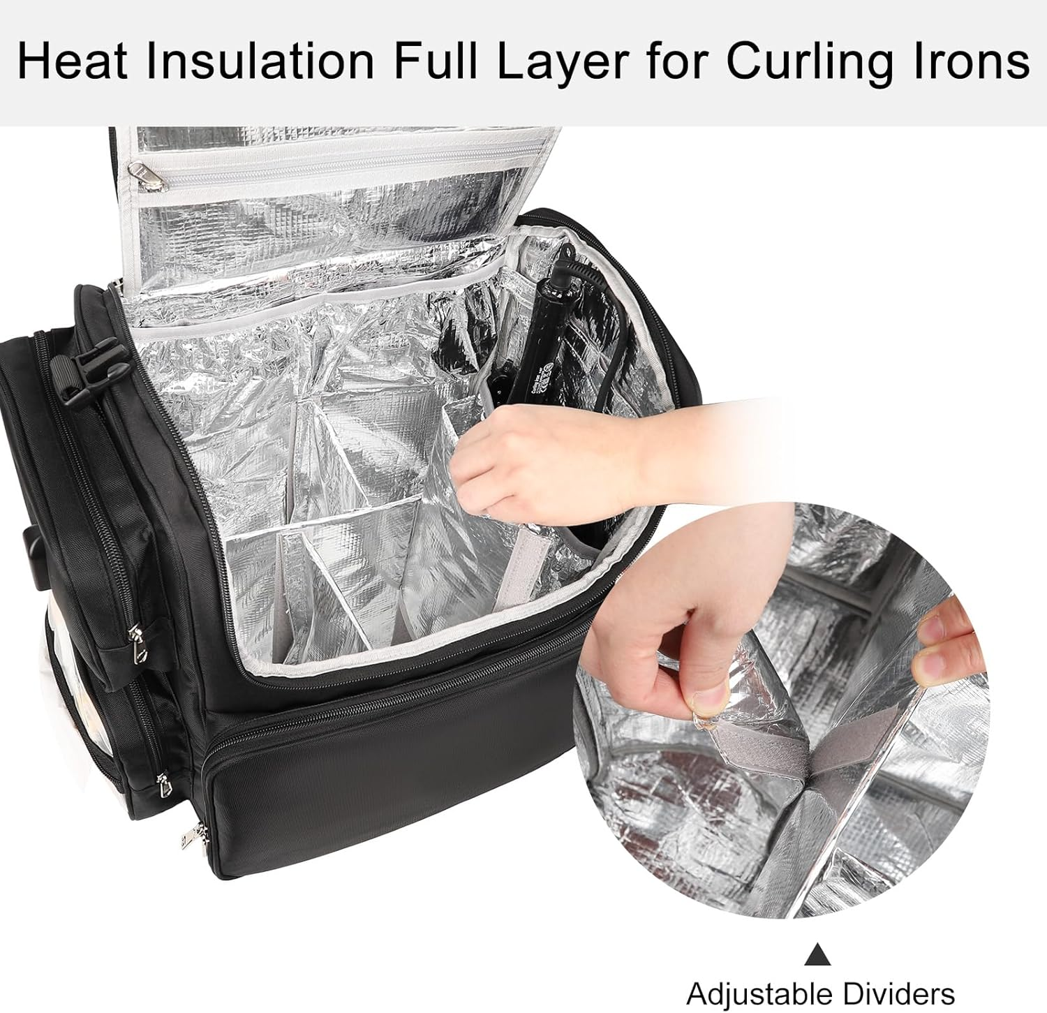 Hair Tools Travel Bag Hair Stylist Backpack Hairdresser Cosmetology Bag, Heat Insulation Full Layer for Curling Iron, Hair Straightener, Travel Accessories Train Case Barber Organizer