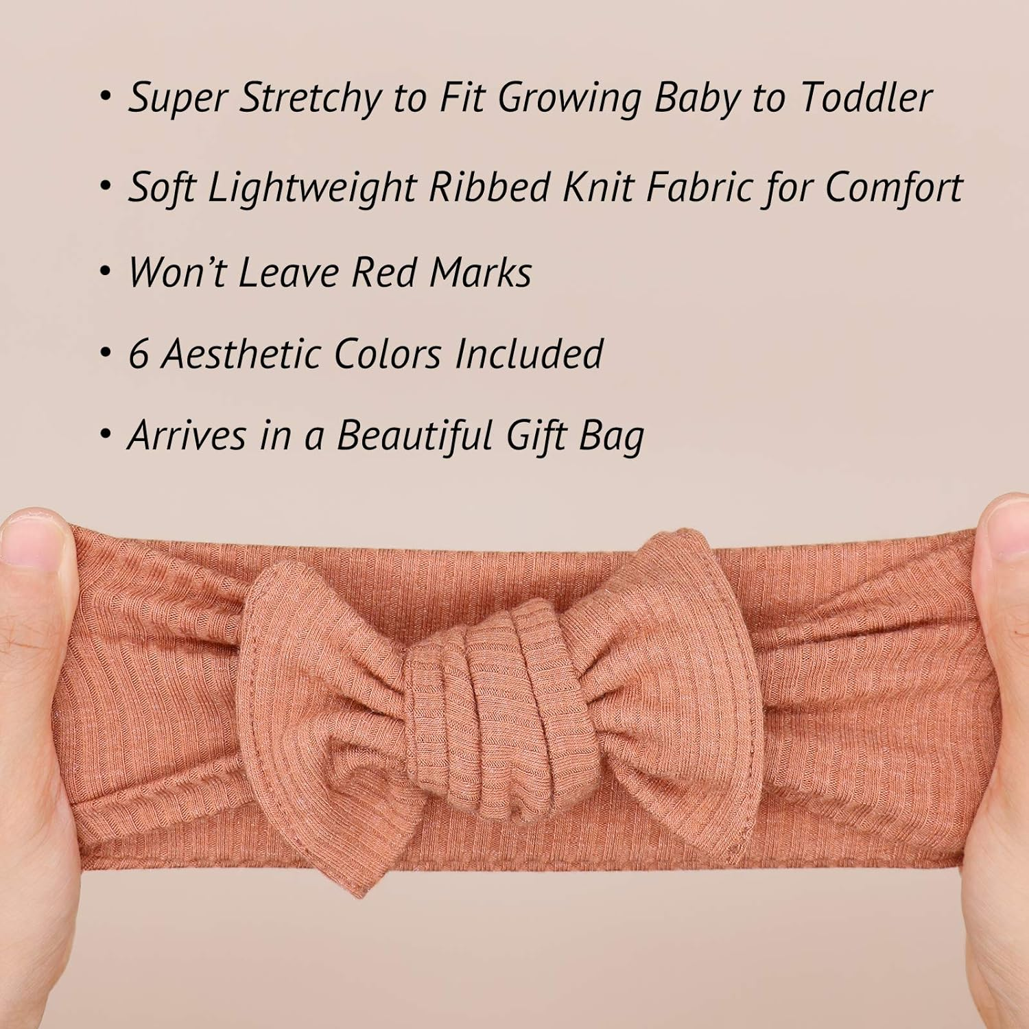 Baby Girls Headbands with Bows Infant Toddler Knit Headwrap Hair Accessories image number 1