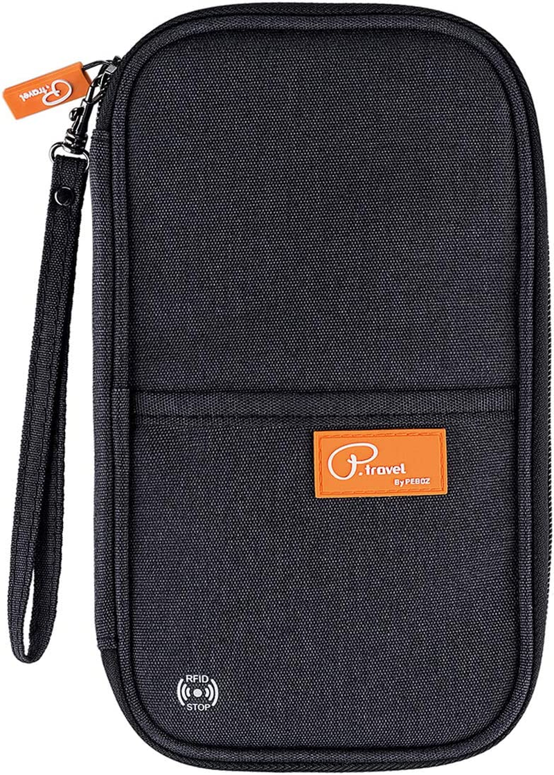 RFID Travel Passport Wallet, Family Passport Holder with Hand Strap, RFID Blocking Credit Card Wallet for Men & Women, Trip Document Organizer by Vanfn P.Travel Series (Nylon - Black)