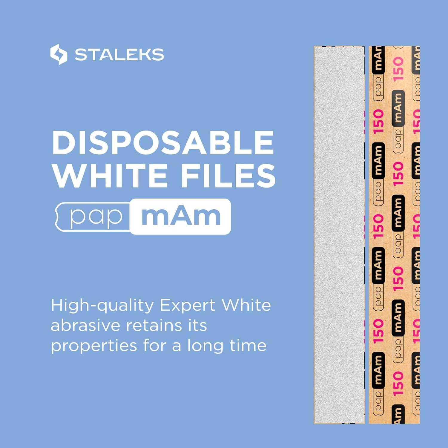 File White Disposable Papmam for Straight Nail File Staleks Pro Expert 22, 100/150/180/240 Grit (50 Pcs) New (150 Grit) image number 2