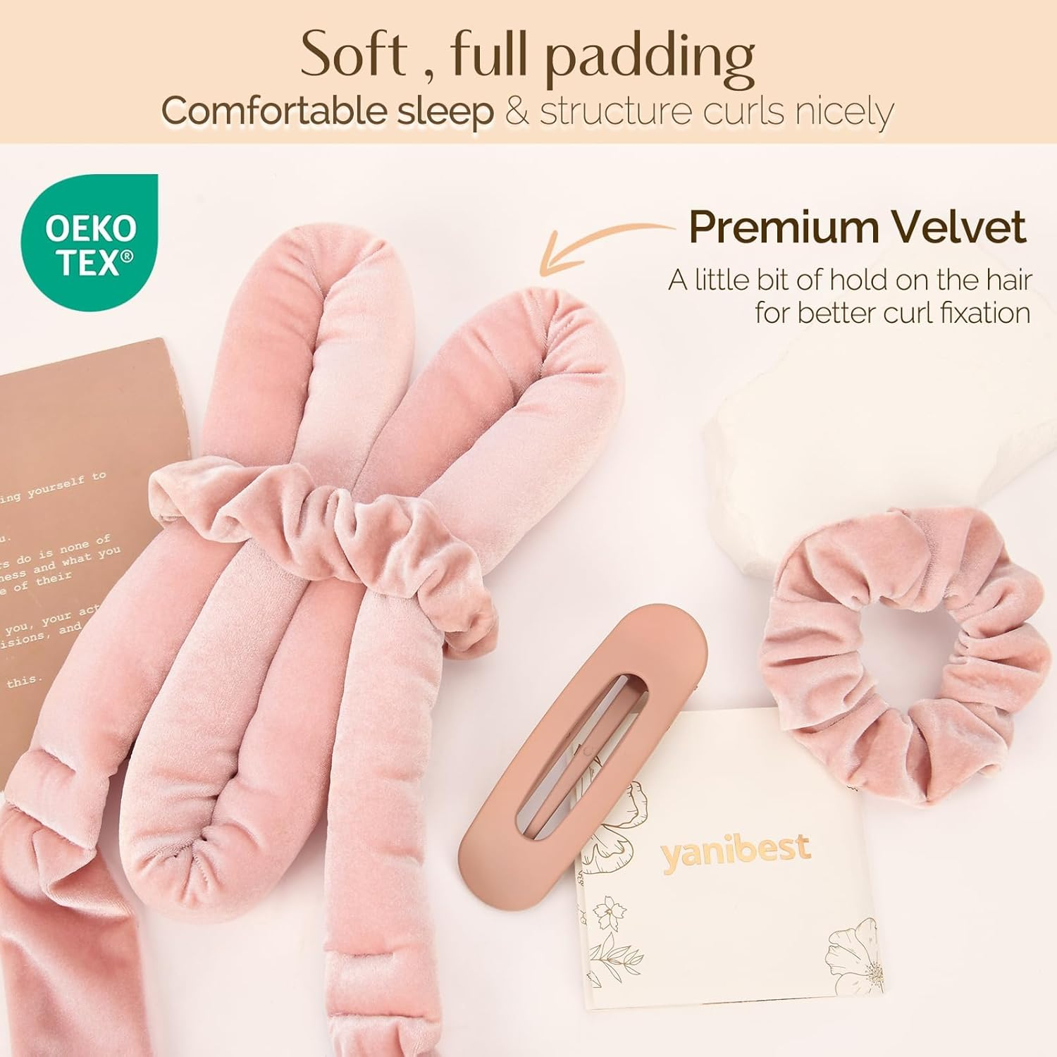 Yanibest Heatless Hair Curler, No Heat Hair Curlers to Sleep In, Super Soft Ribbon Wrap for Long Hair, Overnight Heatless Curling Set with Scrunchies and Clip, for All Hair Types image number 6