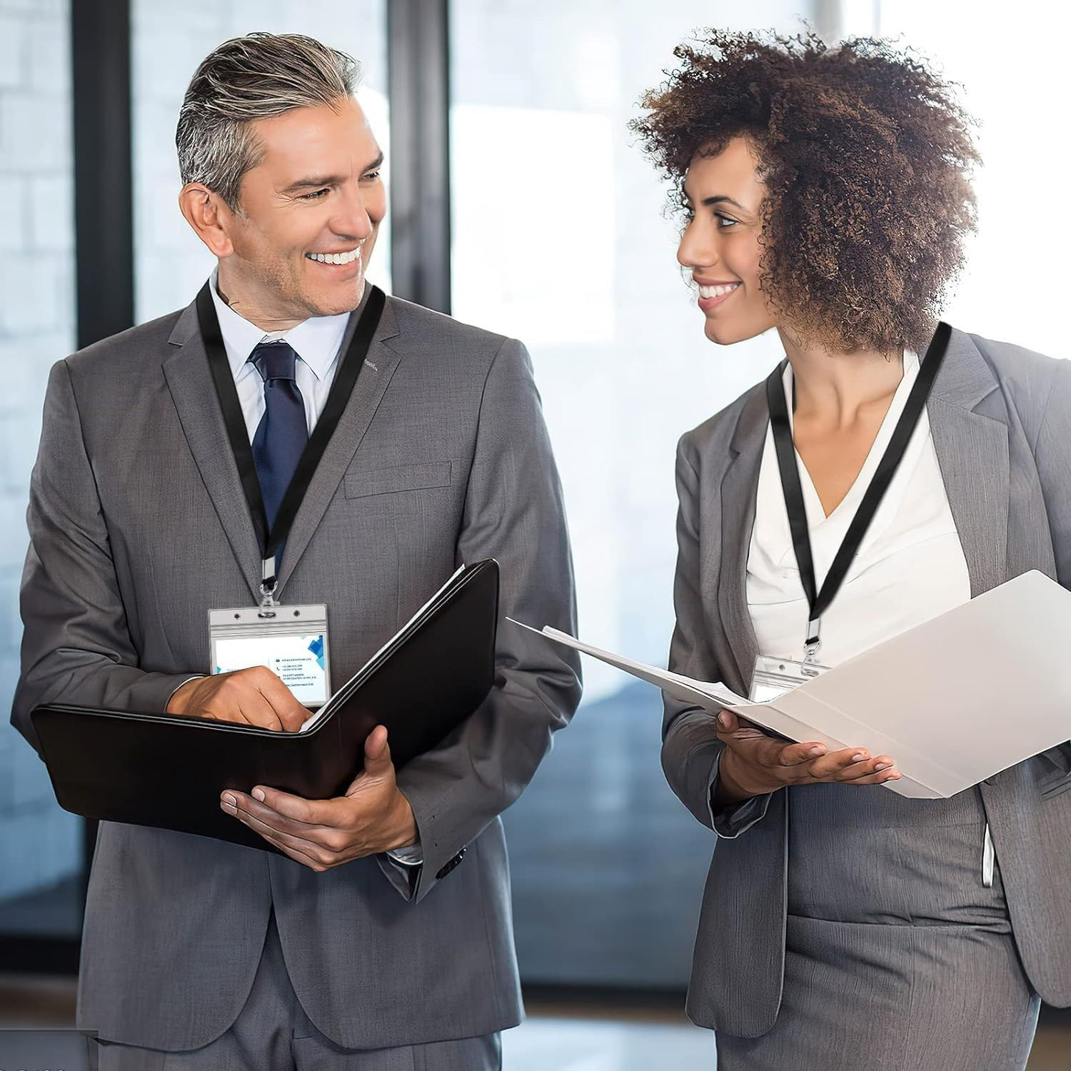 30Pcs Black Name Tag Lanyards ID Holder Lanyards for ID Badges, Multi-Purpose Badge Holder Strap for Teacher, Suitable Lanyards for Car Keys, Wallet, Whistles