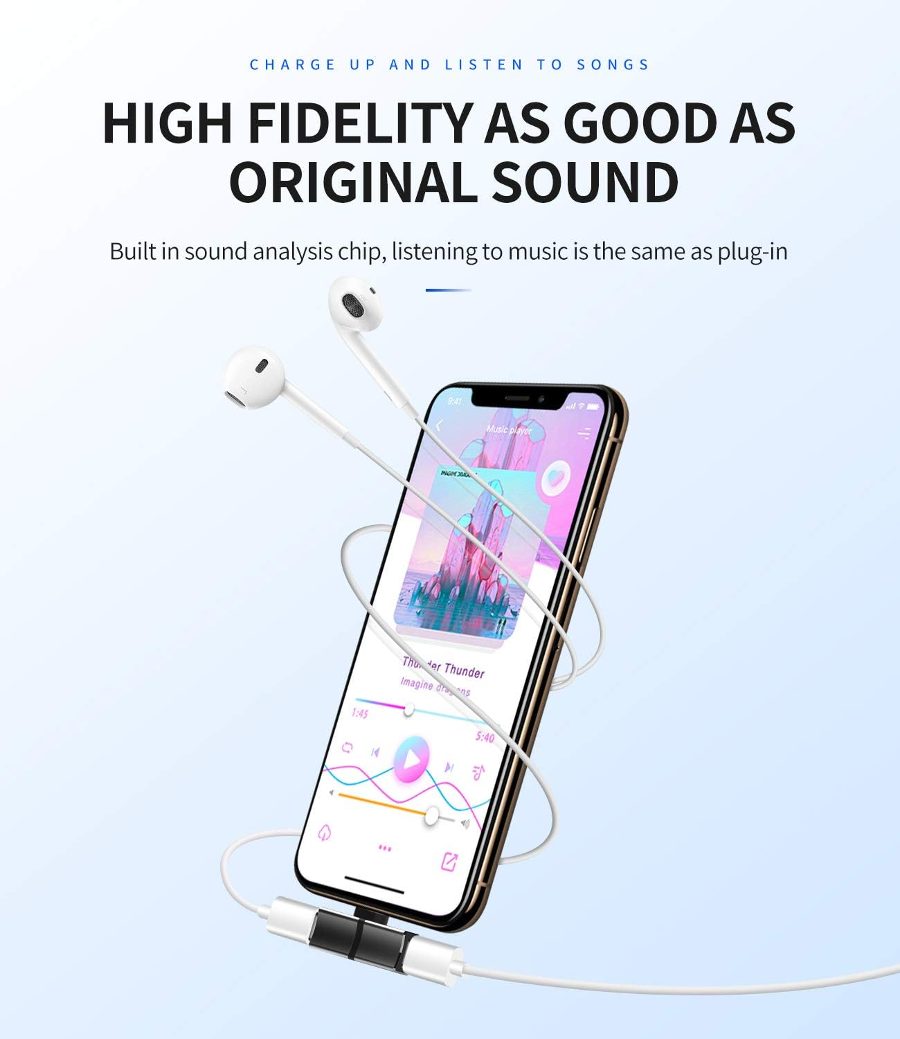 Iphone Headphone Splitter Dual Lightning Jack Dongle 2In1(2Pack)Audio Charging Adapter AUX Cable Adaptador Para Apple MFI Certified for 14 13 12 11 Pro Max Mini XS SE X 7 8 plus Charger Converter Cord image number 6