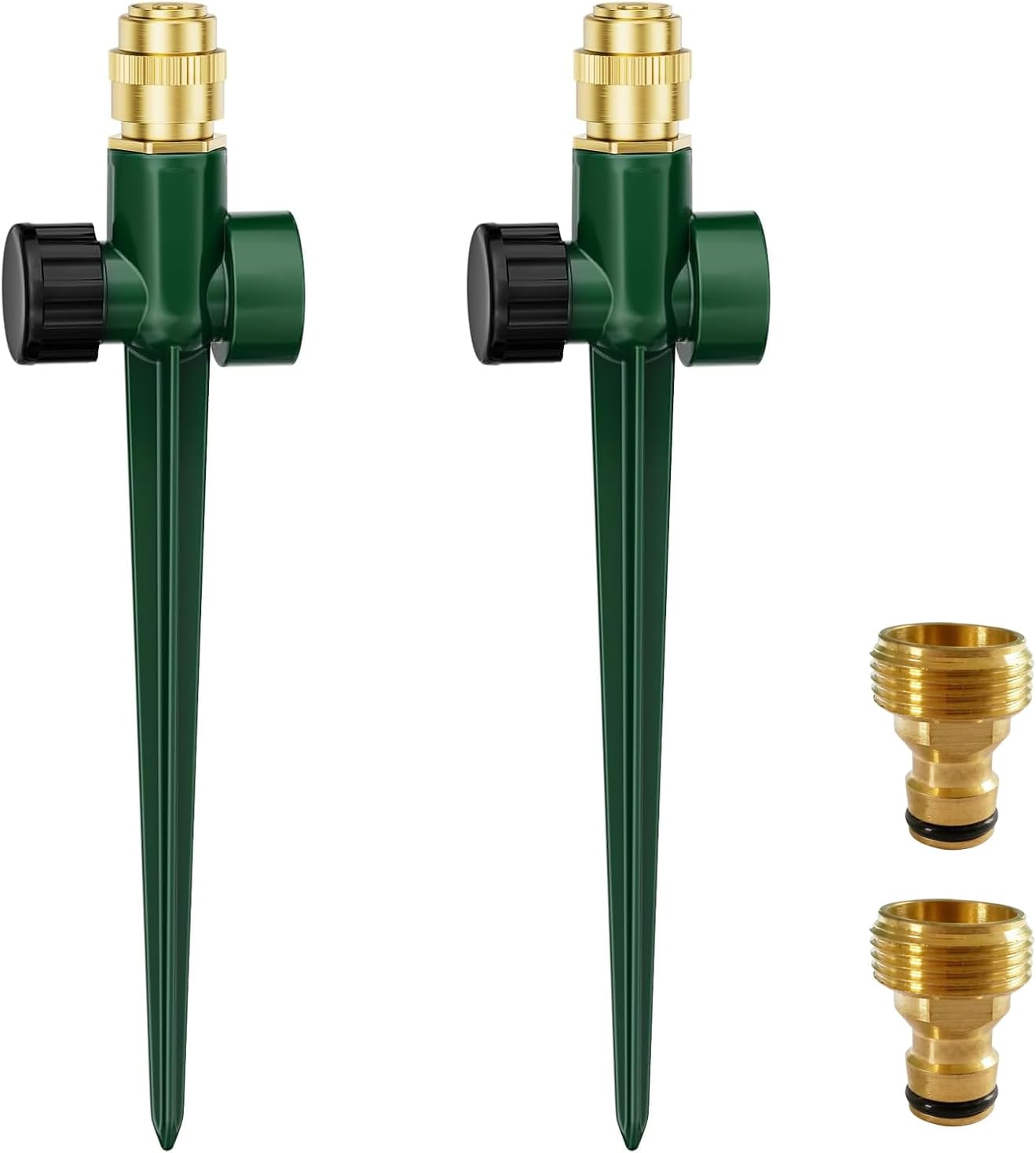 2 Pack Metal Lawn Sprinklers for Yard - Brass Garden Sprinklers with Stake Base and 360&deg; Adjustable Sprinkler Heads for Large Mulched Lawns and Yard Irrigation image number 5