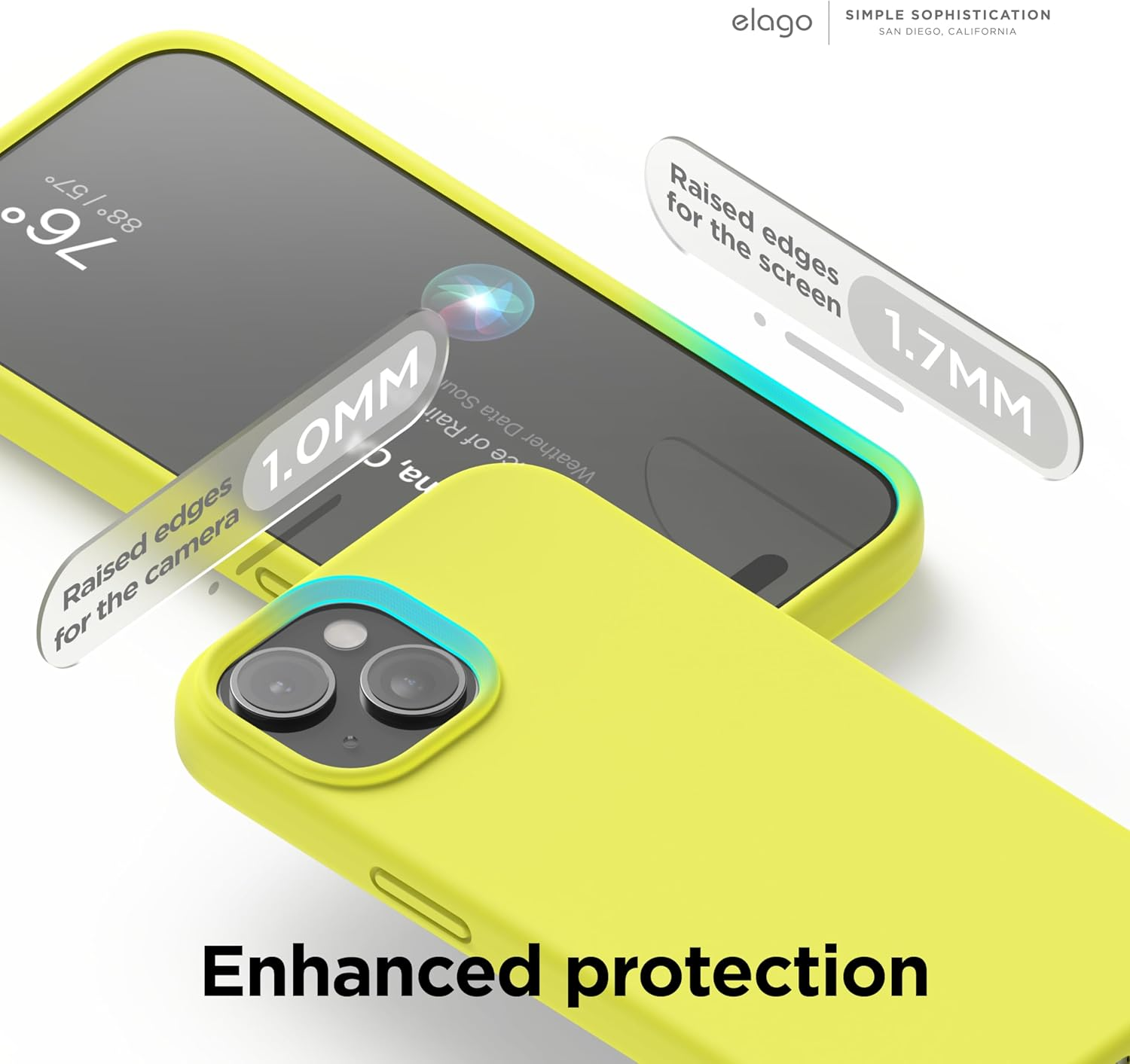 Elago Liquid Silicone Case Compatible with Iphone 15 plus Case, Premium Silicone, Full Body Protective Cover [4 Layer Shockproof Structure], Anti-Scratch Soft Microfiber Lining (Neon Yellow) - Birght Blue image number 7