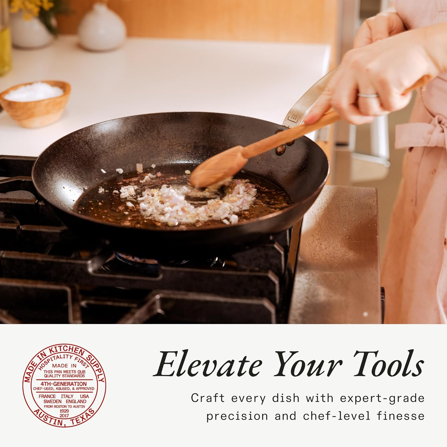 Made in Cookware - Seasoned 12" Carbon Steel Frying Pan - (Like Cast Iron, but Better) - Professional Cookware - Crafted in Sweden - Induction Compatible image number 4