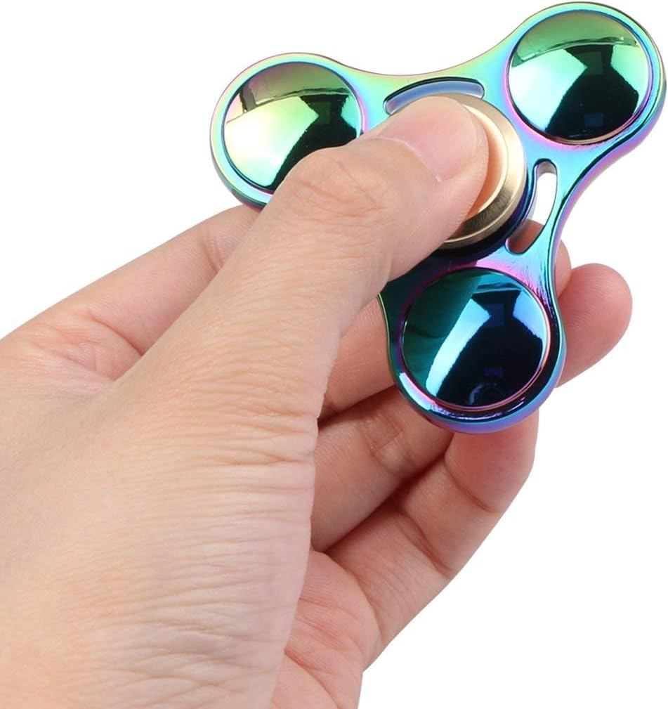 Mtele EDC Hand Spinner Metal Fidget ADHD Focus Toy Ultra Durable High Speed Anxiety Relief Toys,Rainbow Color
