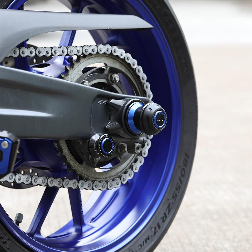 Mokiton Motorcycle Rear Wheel Axle Fork Slider Crash Protector Compatible with YAMAHA R7 YZFR7 YZF-R7 2022 2023 2024 2025 | YZF R7 Accessories (Blue) image number 2