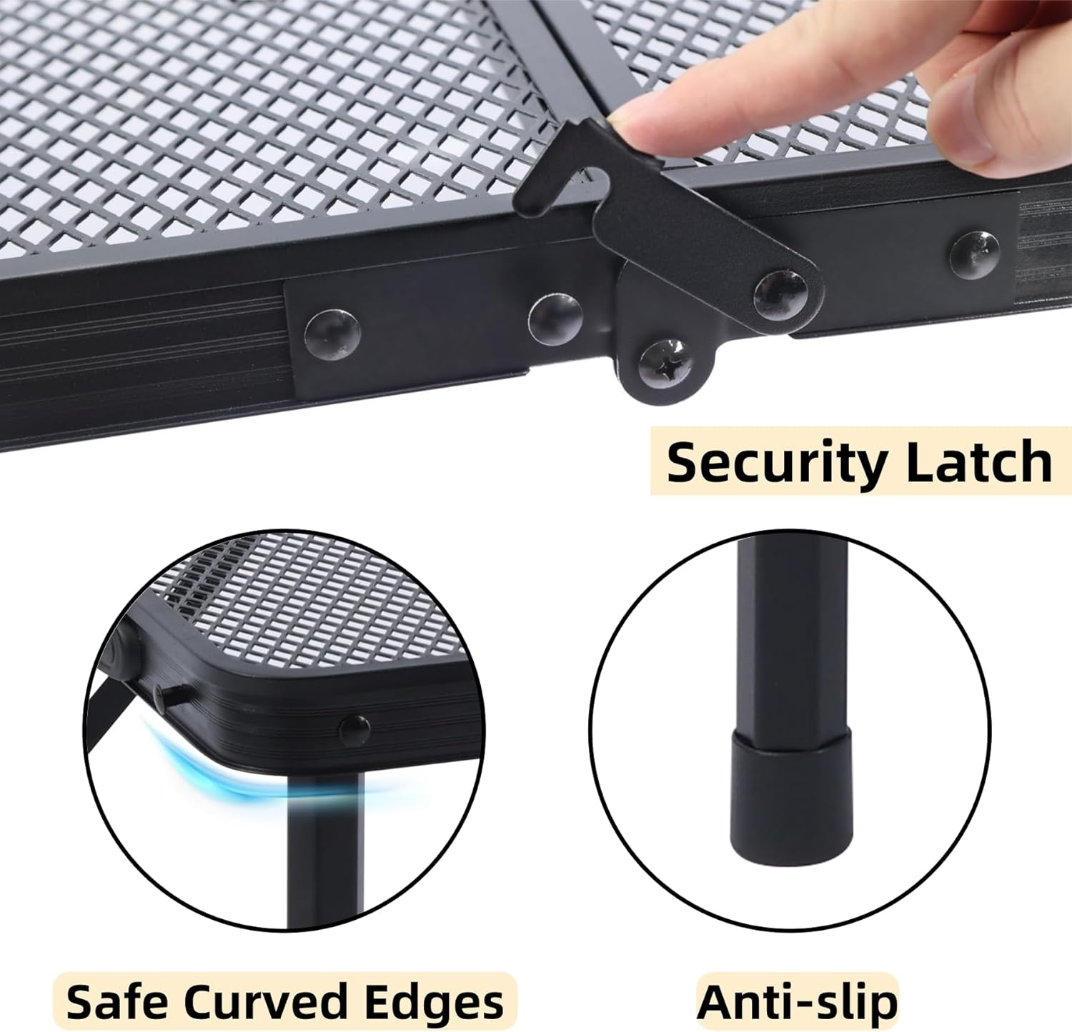 FORYUSE Folding Camping Table 60X40Cm Portable Lightweight Height Adjustable Metal Mesh Desktop Bag Side-Pocket Carry Handle for Outdoor Picnic Grill BBQ Beach image number 2