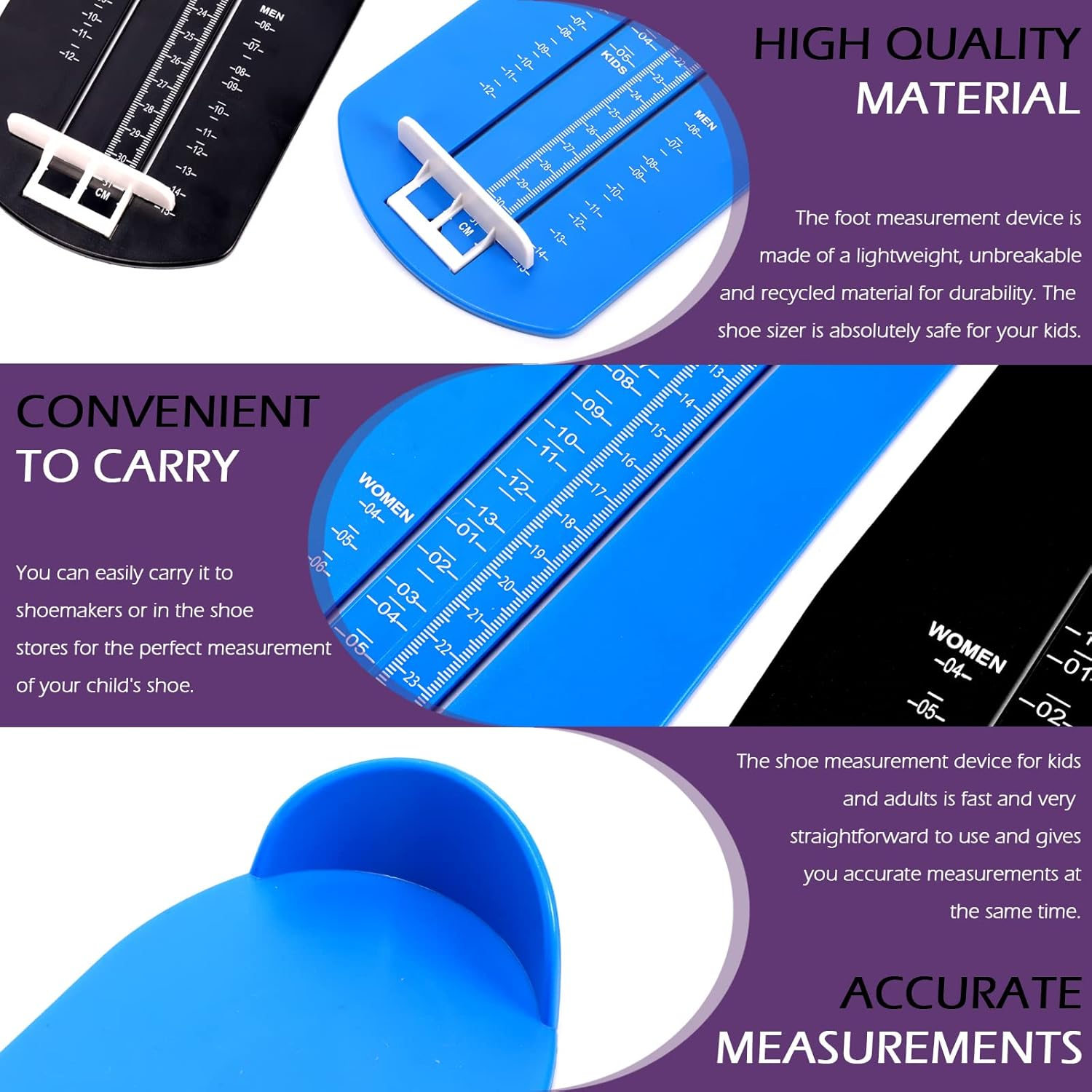 Swpeet 1Pcs Foot Measuring Device, Shoe Sizer Shoe Feet Measuring Ruler Sizer, Shoe Size Measuring Devices for Adults and Kids, Home Foot Measuring Device for Buying Shoes Online