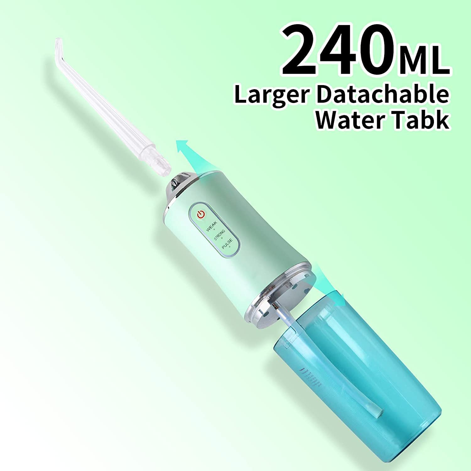 Water Flosser Professional Cordless Electric Tooth Flusher Water Cleaner, 220Ml Water Tank Waterproof and Whole Body Washing 3 Operating Mode Small Portable(Green) image number 5