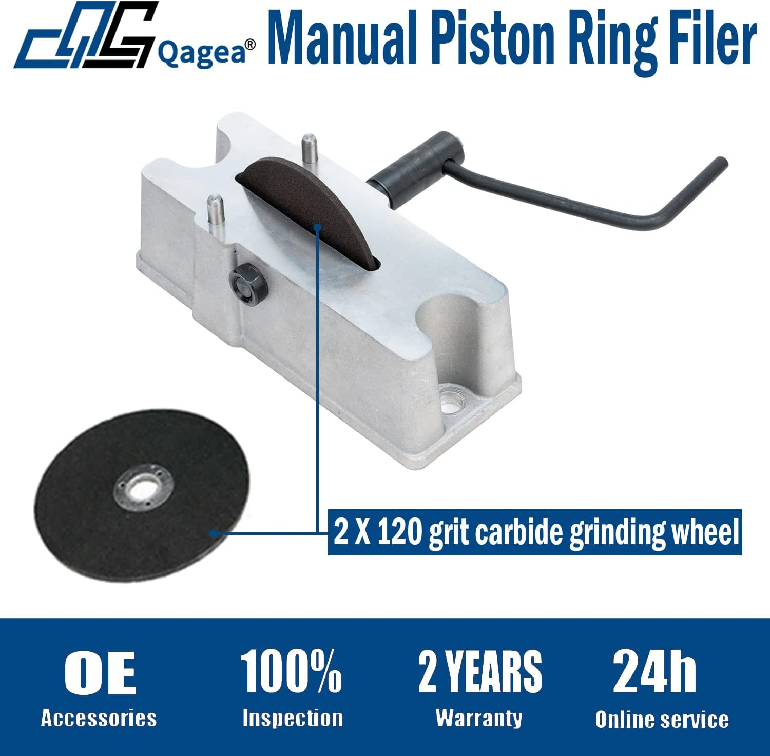 Manual Piston Ring Filer Includes 120 Grit Carbide Grinding Wheel Replace 66785 66786 image number 1