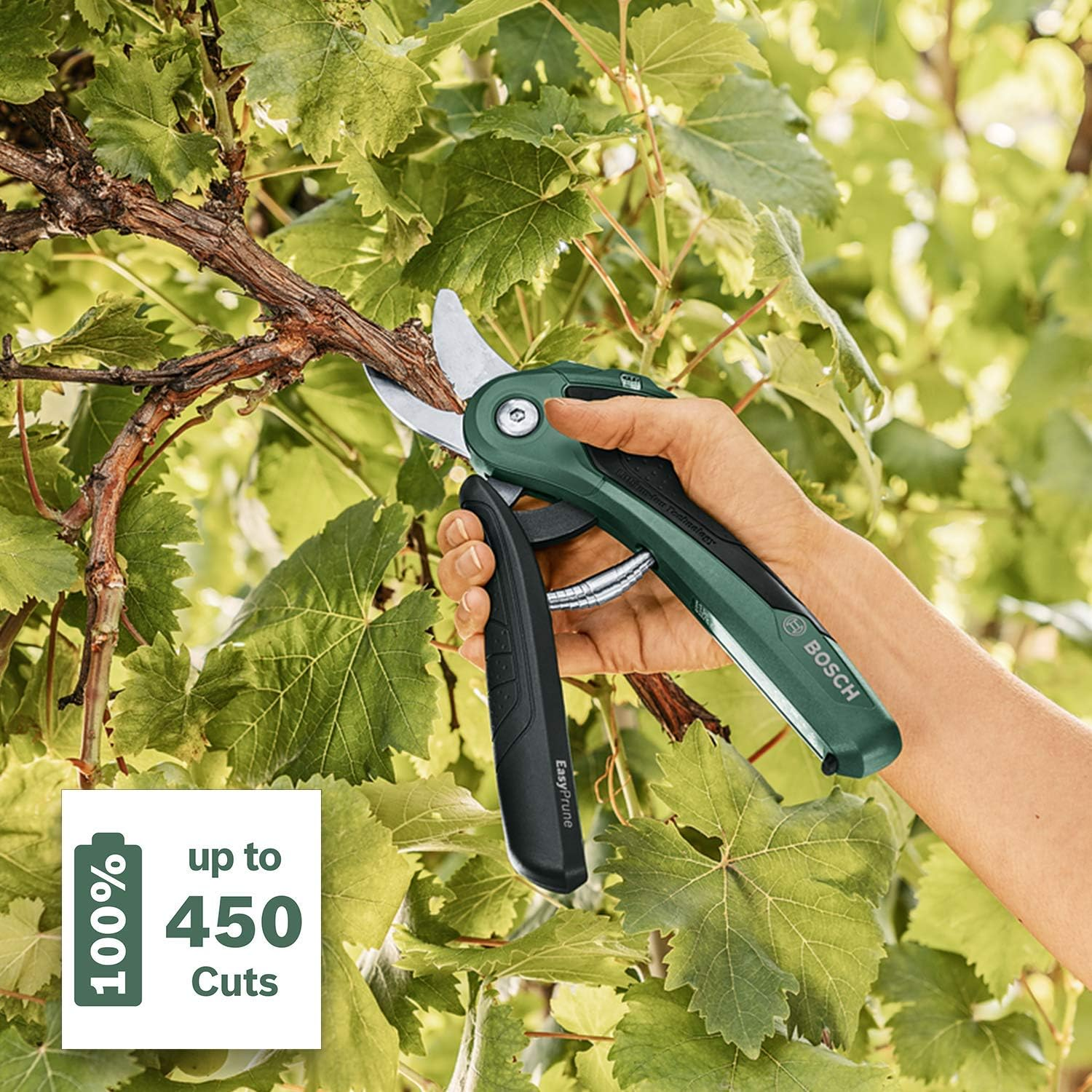 Bosch Home & Garden 3.6V Cordless Secateurs Pruner, Power Assist Technology, Integrated Battery, 450 Cuts per Charge, Rechargeable via Micro USB Cable (Easyprune) image number 3