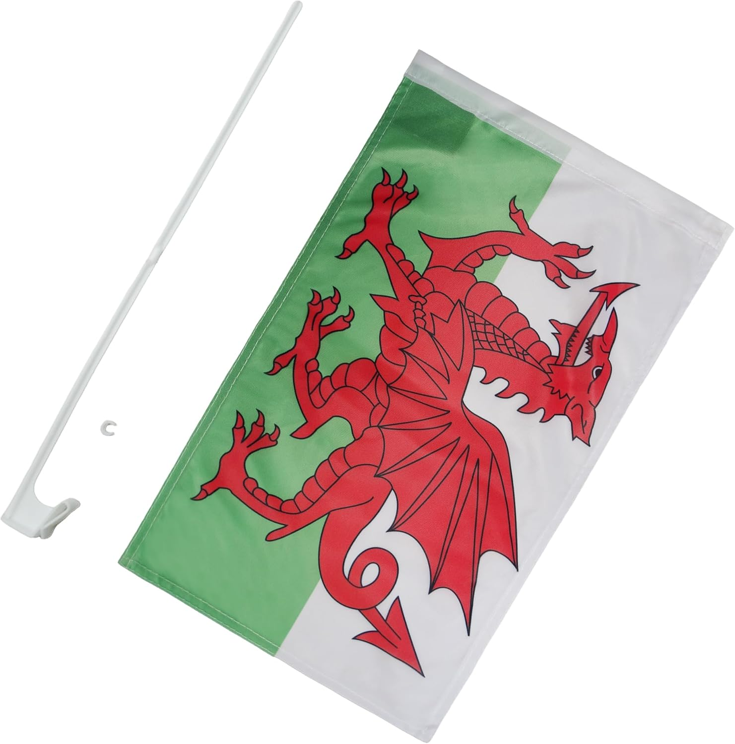 Wales Car Flag 18'' X 12'' - Welsh Car Flags 30 X 45Cm - Banner 18X12 INCHES Plastic Stick - AZ FLAG image number 2