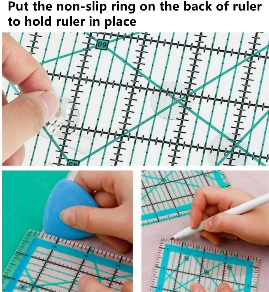 Quilting Rulers,Quilting Templates Square Ruler (4.5", 6", 9.5", 12.5"),Quilting Rulers Acrylic Rulers Fabric Cutting Ruler for Quilting and Sewing image number 6